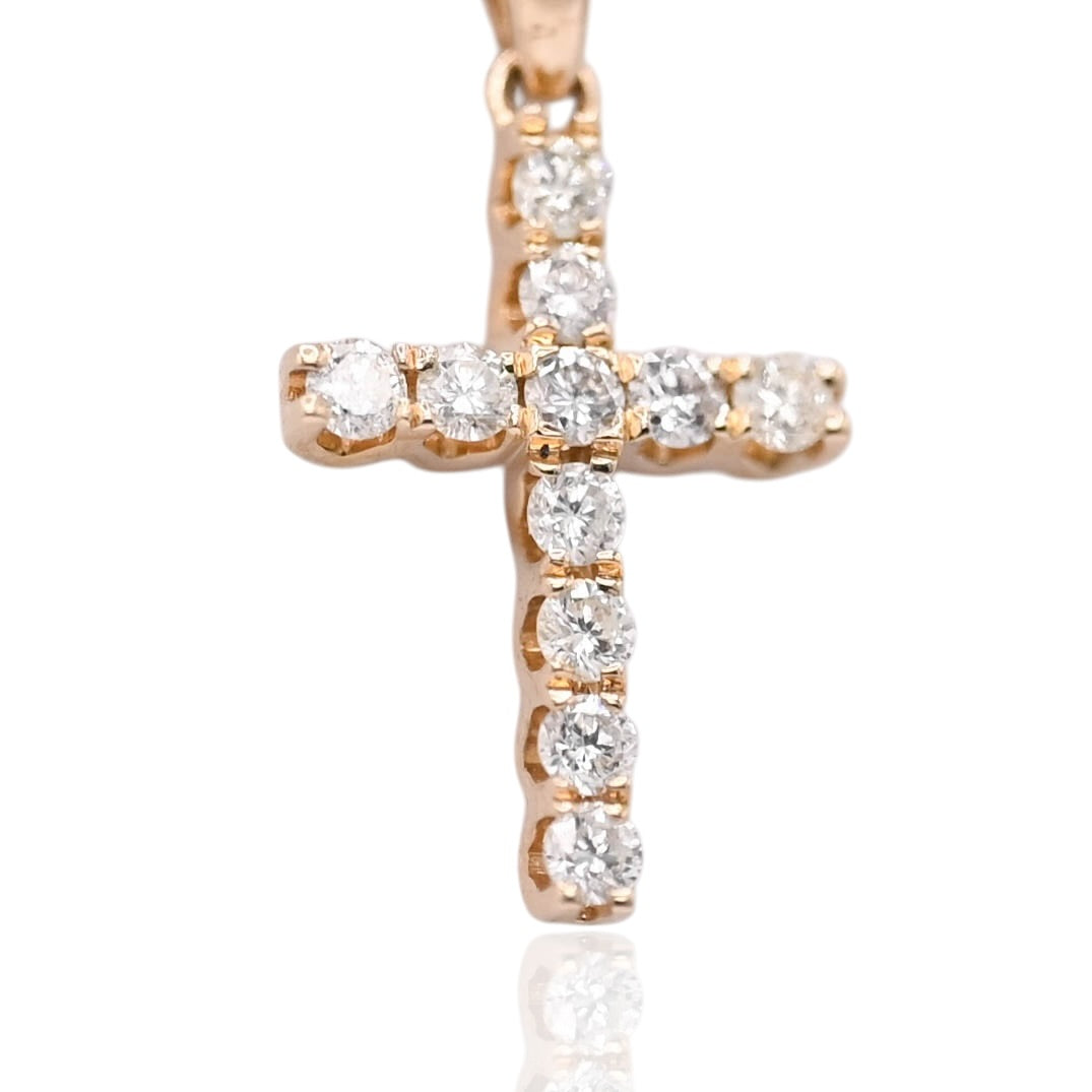 Diamond Cross Pendant 14K Yellow Gold 0.07cttw