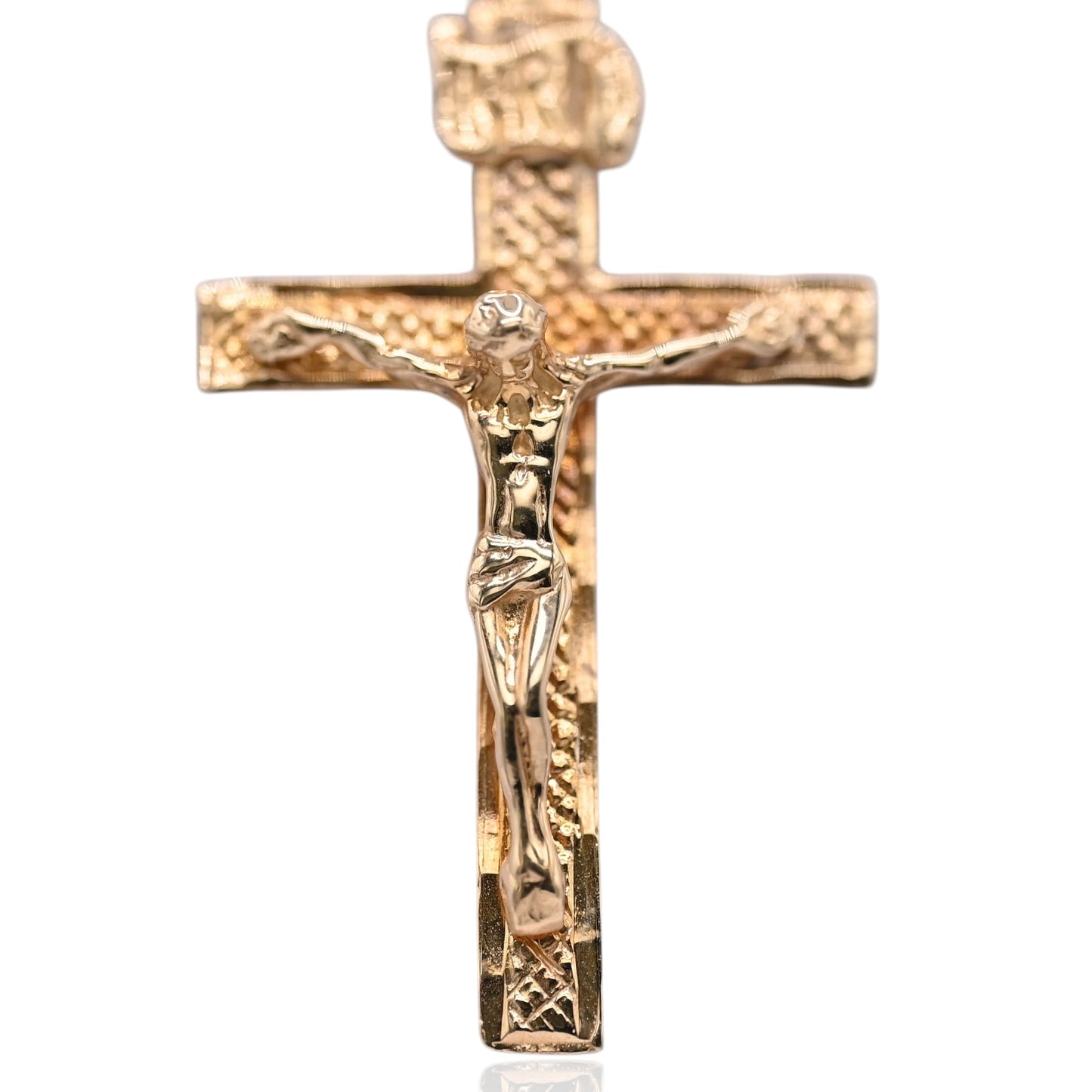 Detailed Crucifix Pendant 14K Yellow Gold