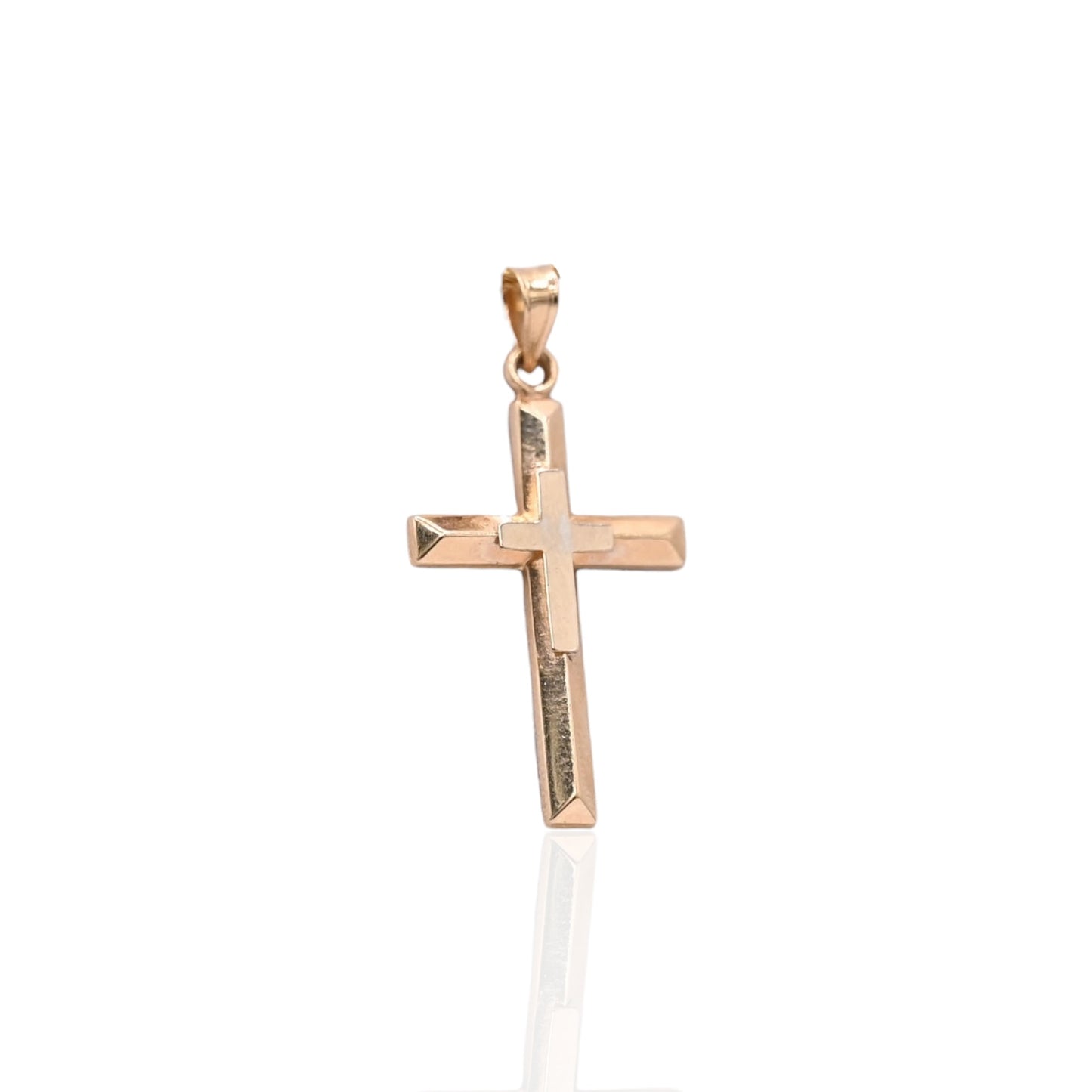 Double Cross Pendant 14K Yellow Gold