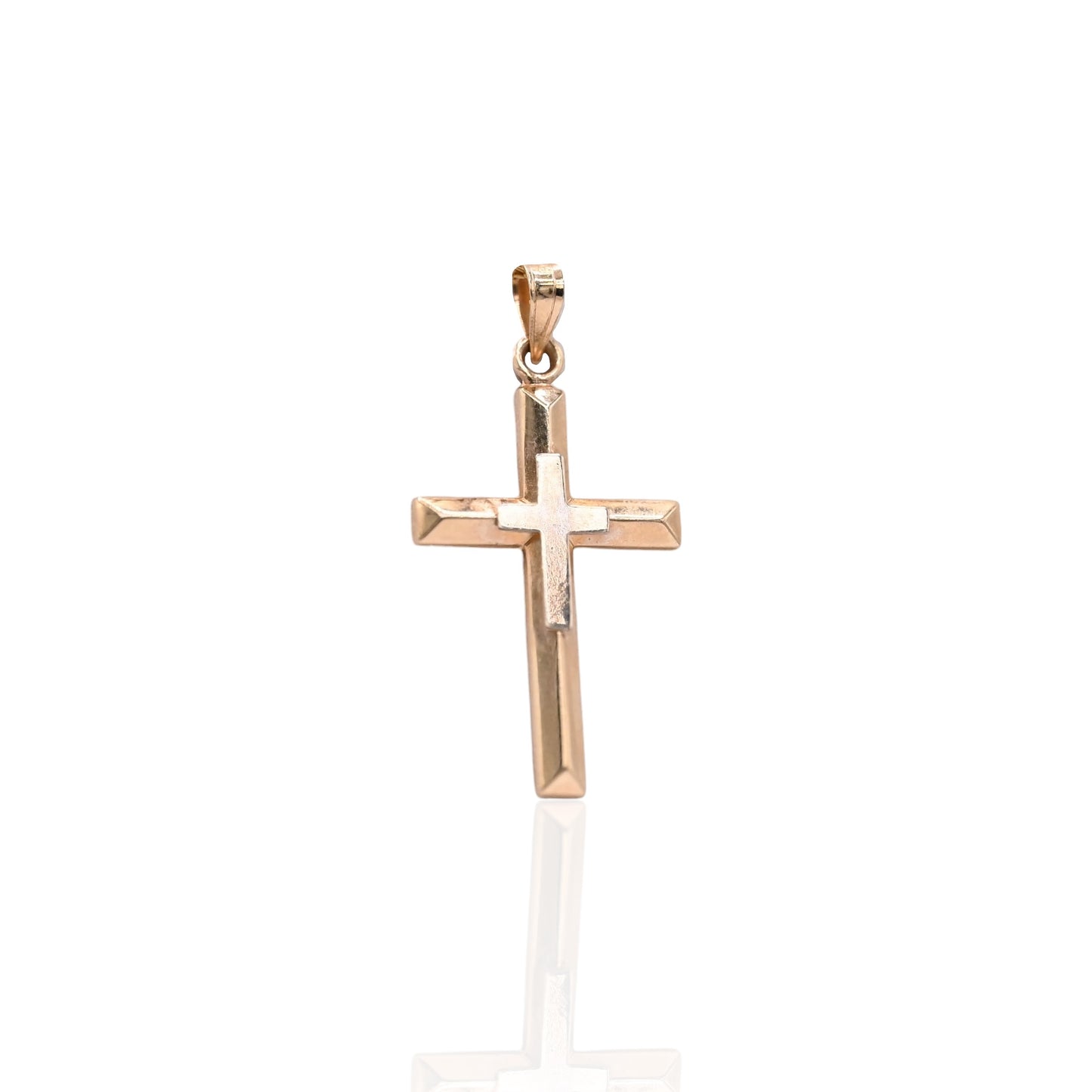Double Cross Pendant 14K Yellow Gold