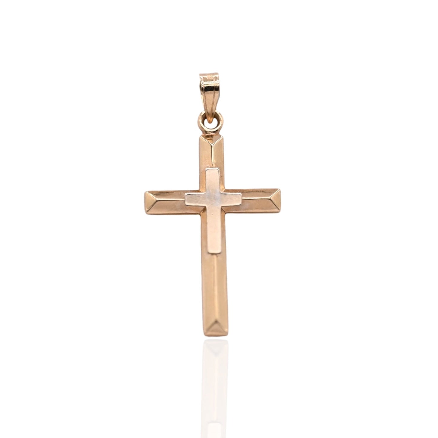 Double Cross Pendant 14K Yellow Gold