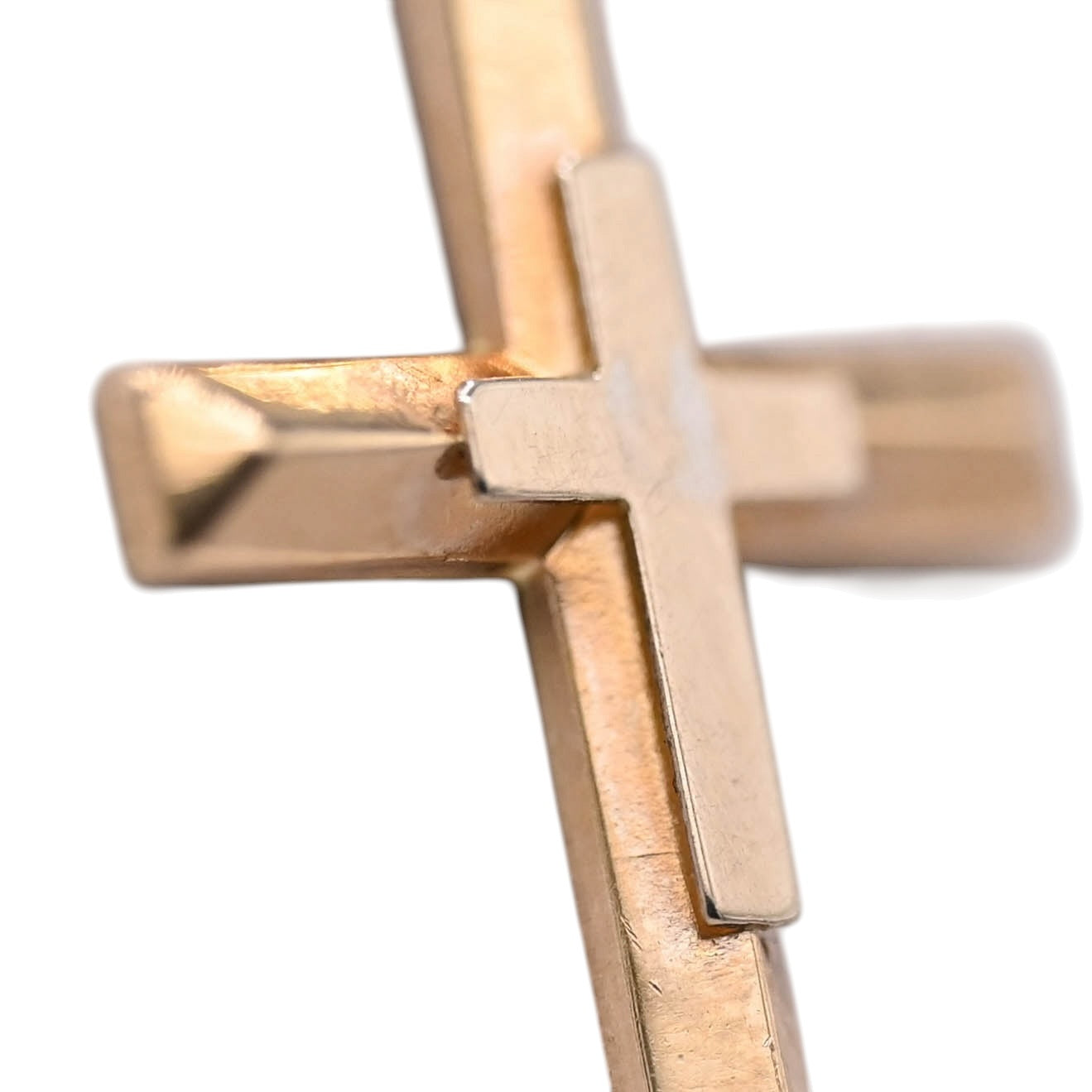 Double Cross Pendant 14K Yellow Gold