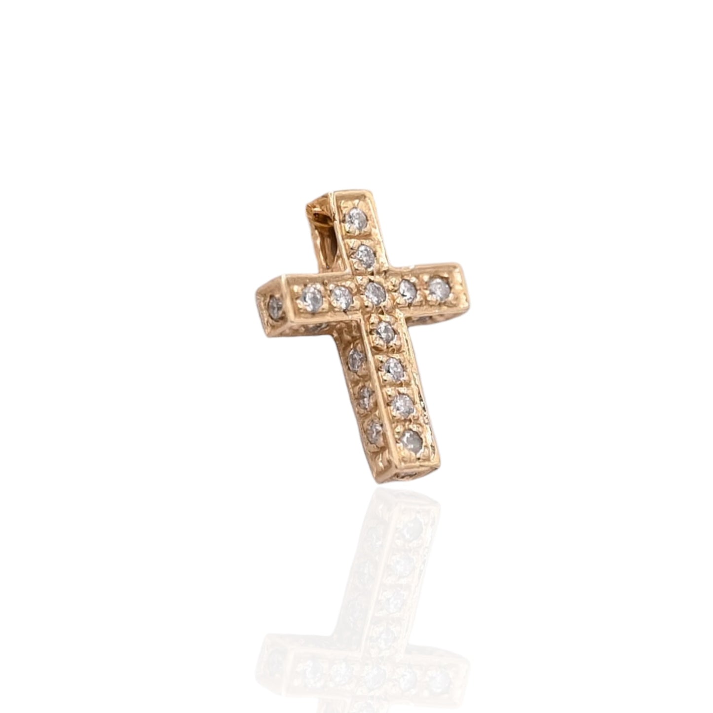 Diamond Cross Slider Pendant 14K Yellow Gold 0.125cttw