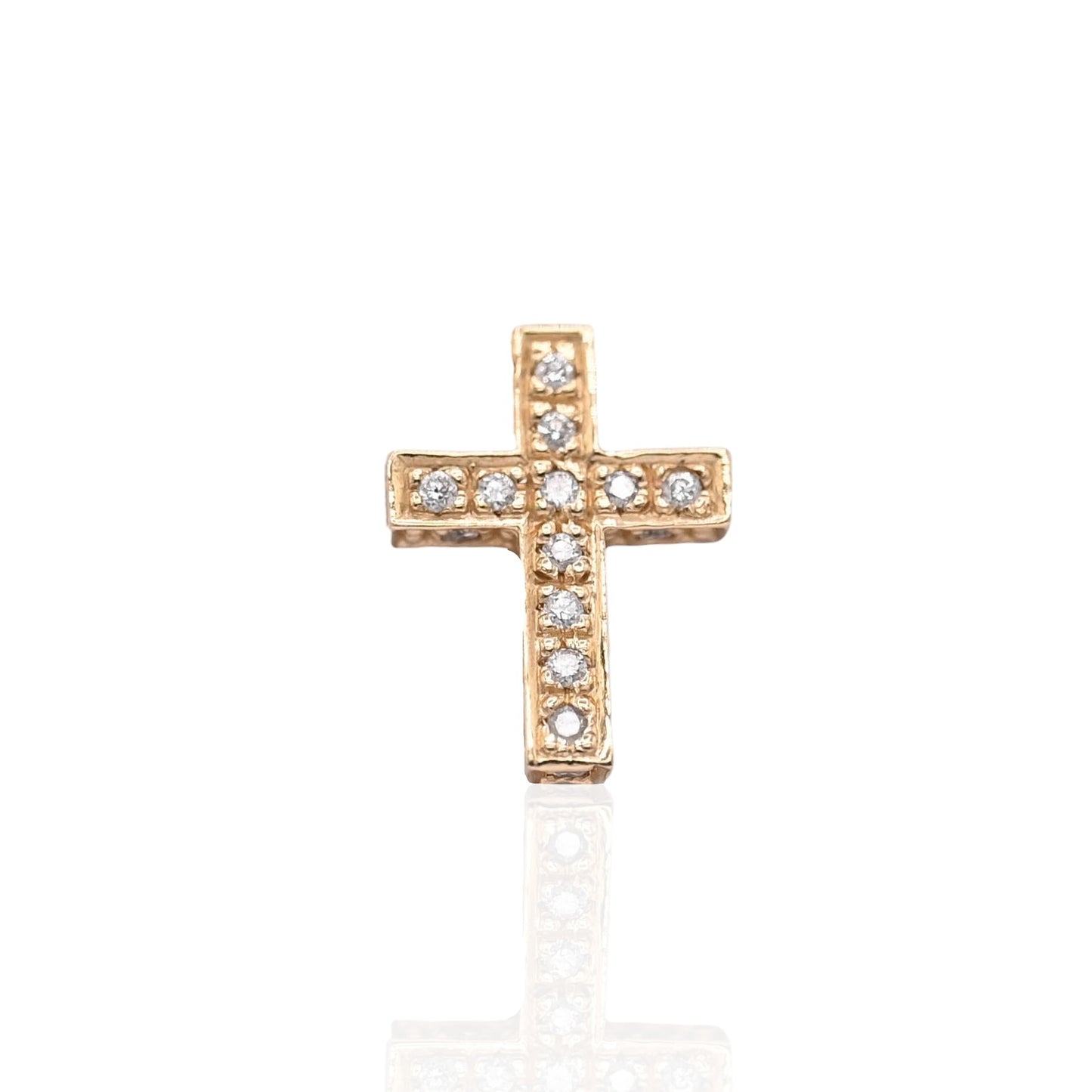 Diamond Cross Slider Pendant 14K Yellow Gold 0.125cttw