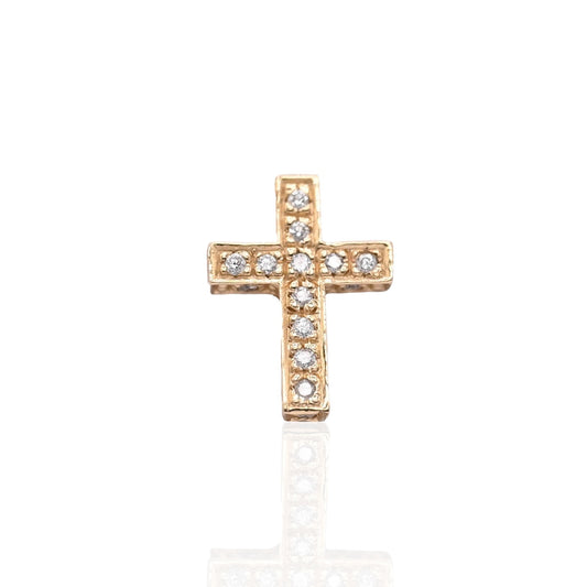 Diamond Cross Slider Pendant 14K Yellow Gold 0.125cttw