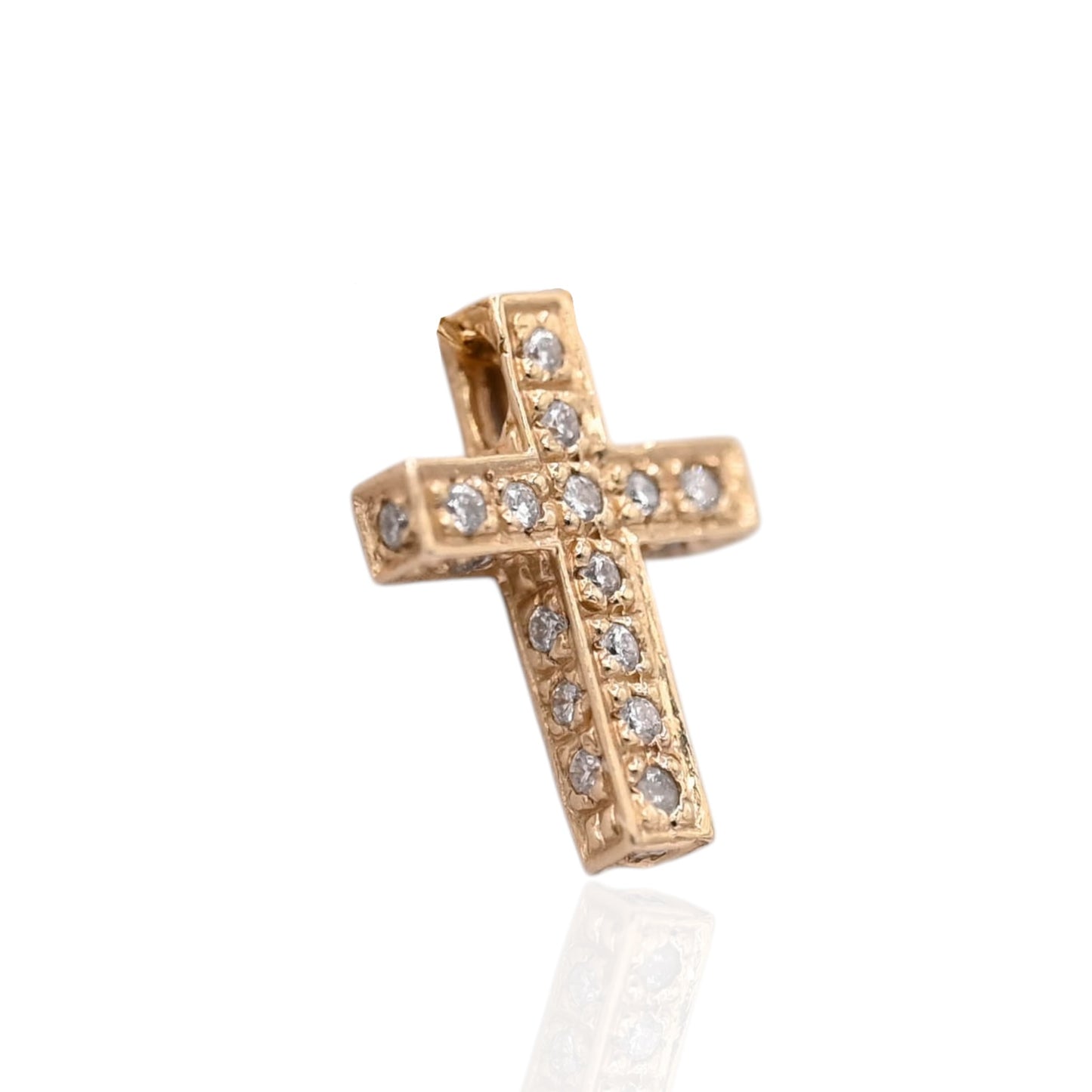 Diamond Cross Slider Pendant 14K Yellow Gold 0.125cttw