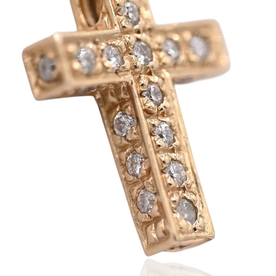 Diamond Cross Slider Pendant 14K Yellow Gold 0.125cttw