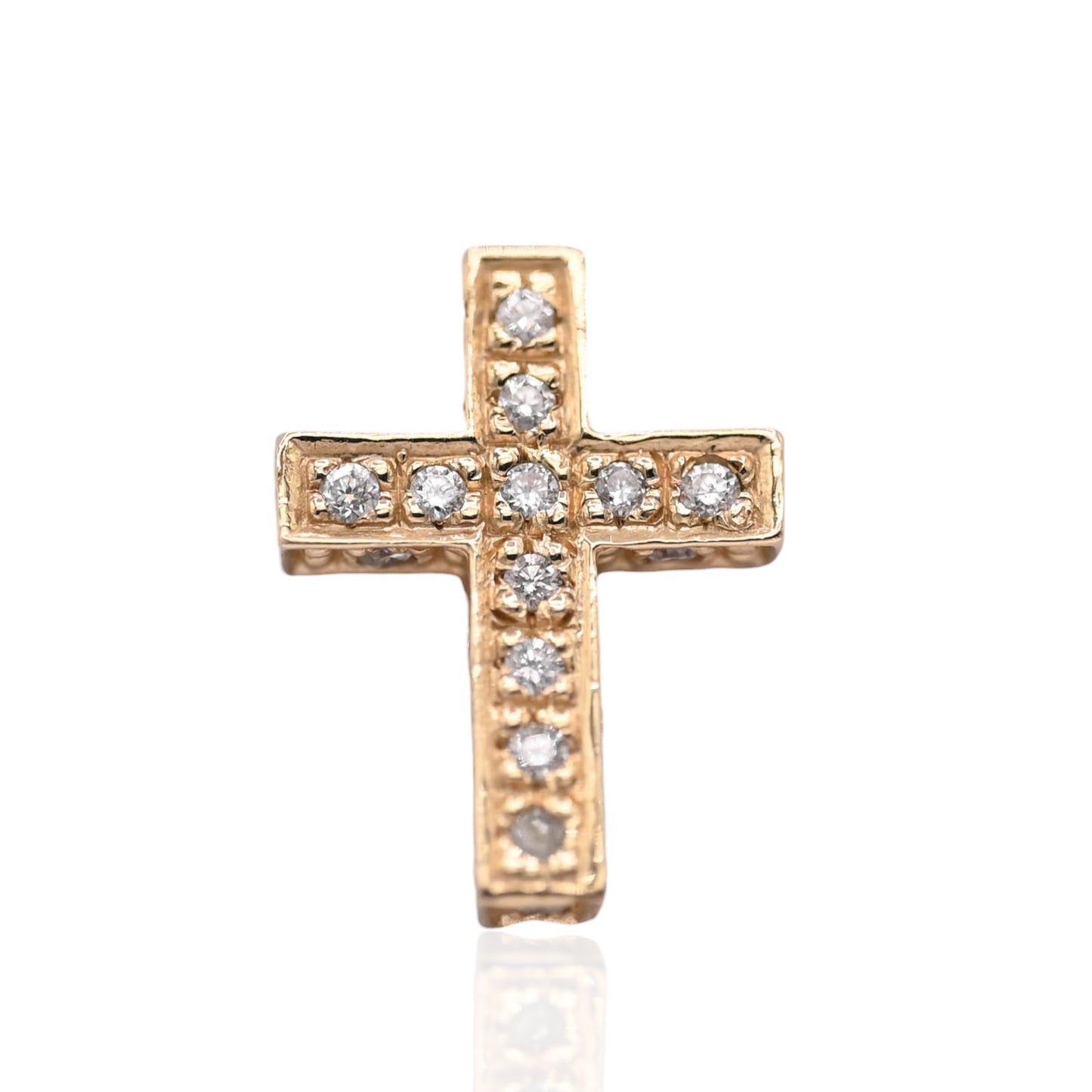 Diamond Cross Slider Pendant 14K Yellow Gold 0.125cttw