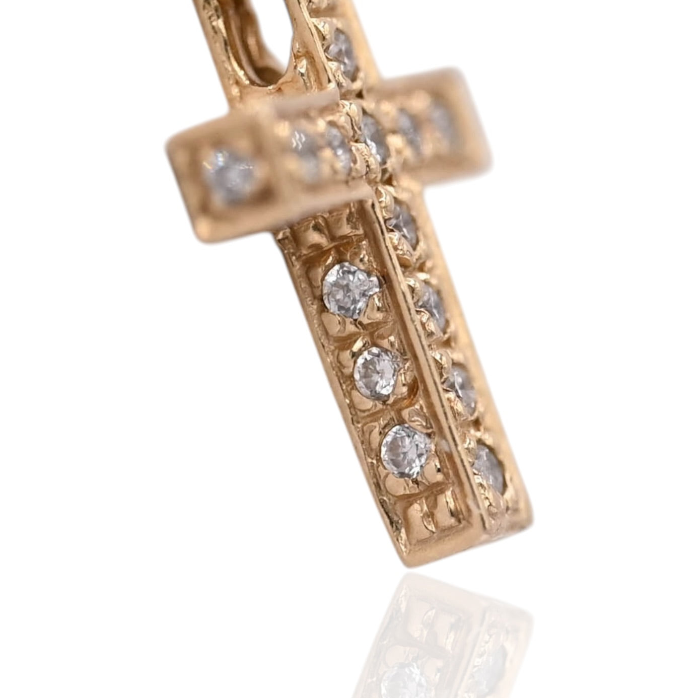 Diamond Cross Slider Pendant 14K Yellow Gold 0.125cttw