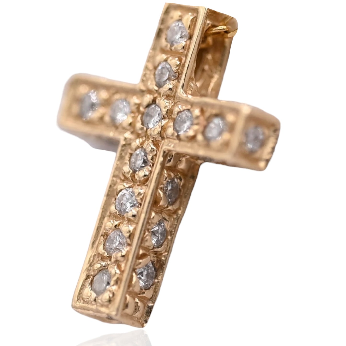 Diamond Cross Slider Pendant 14K Yellow Gold 0.125cttw