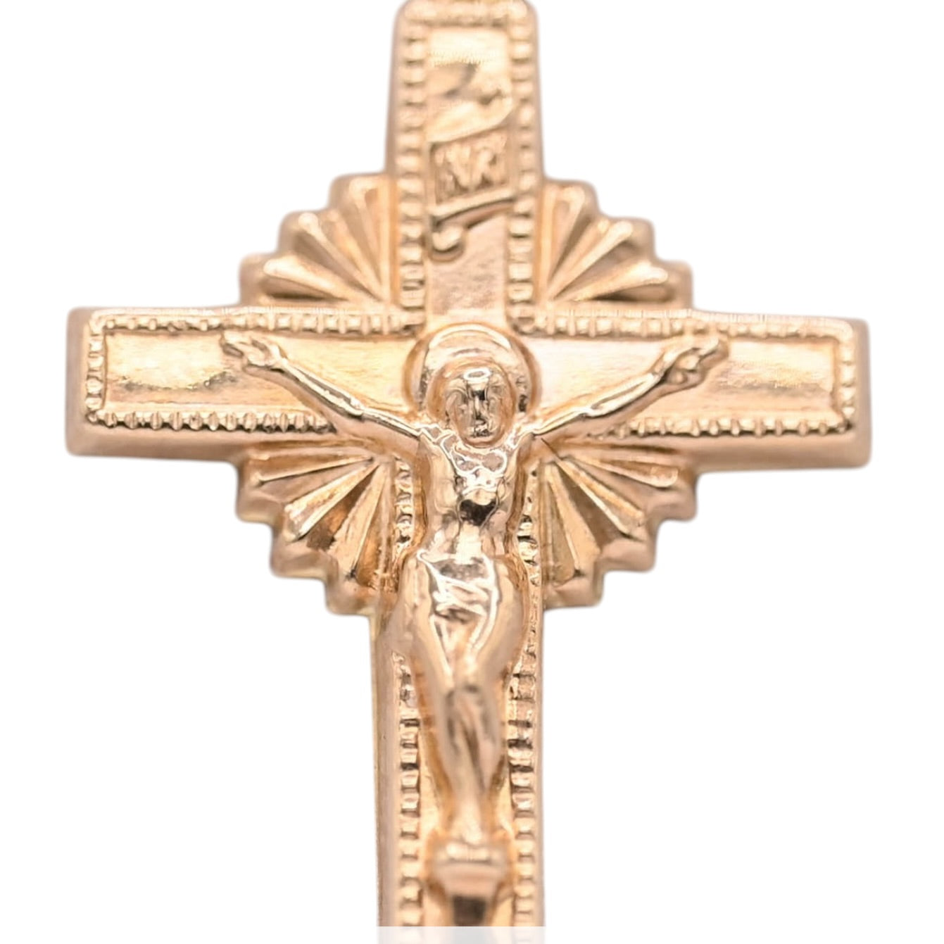 Sunburst Crucifix Pendant 14K Yellow Gold