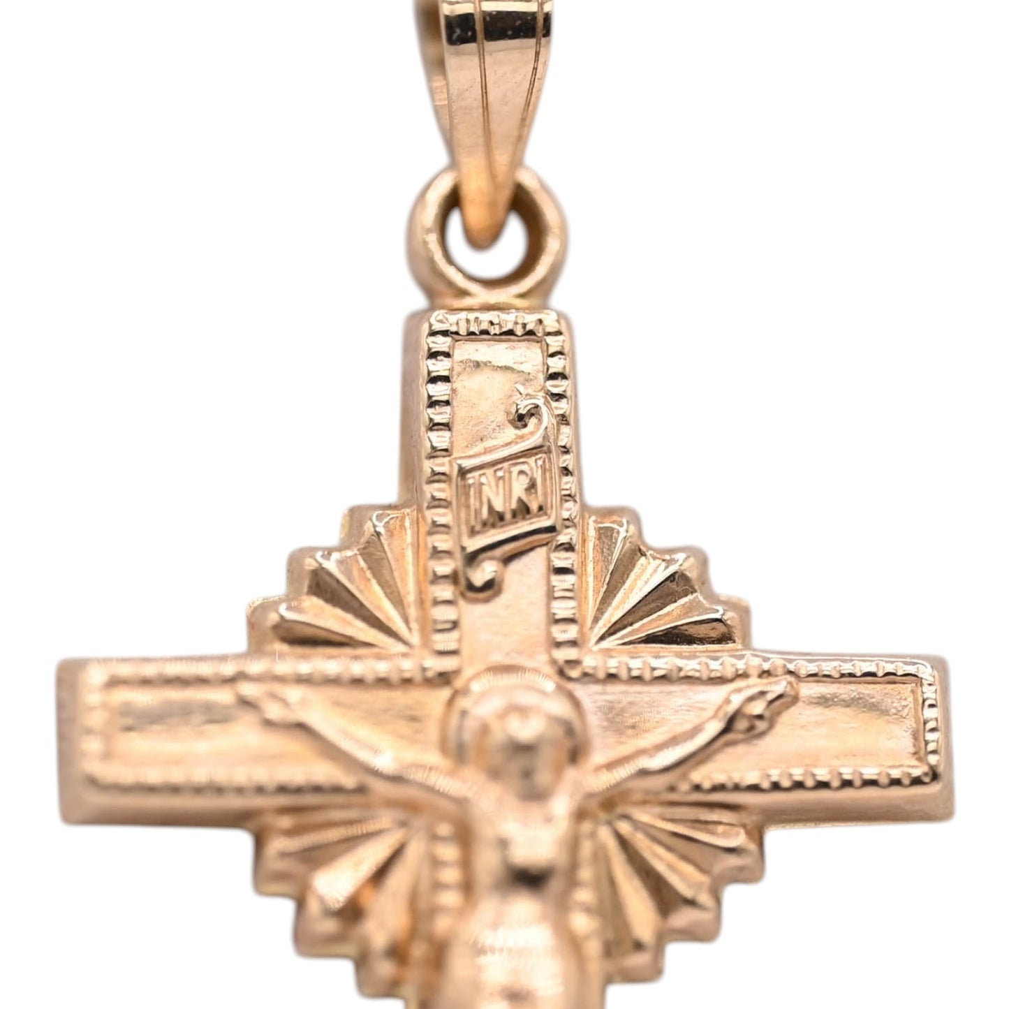 Sunburst Crucifix Pendant 14K Yellow Gold