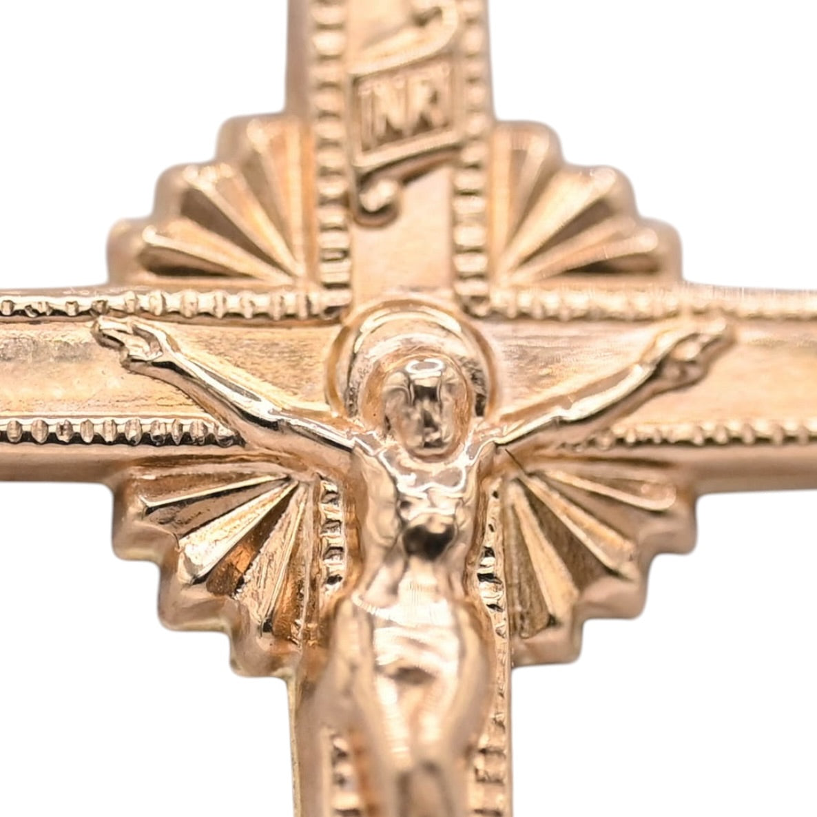 Sunburst Crucifix Pendant 14K Yellow Gold