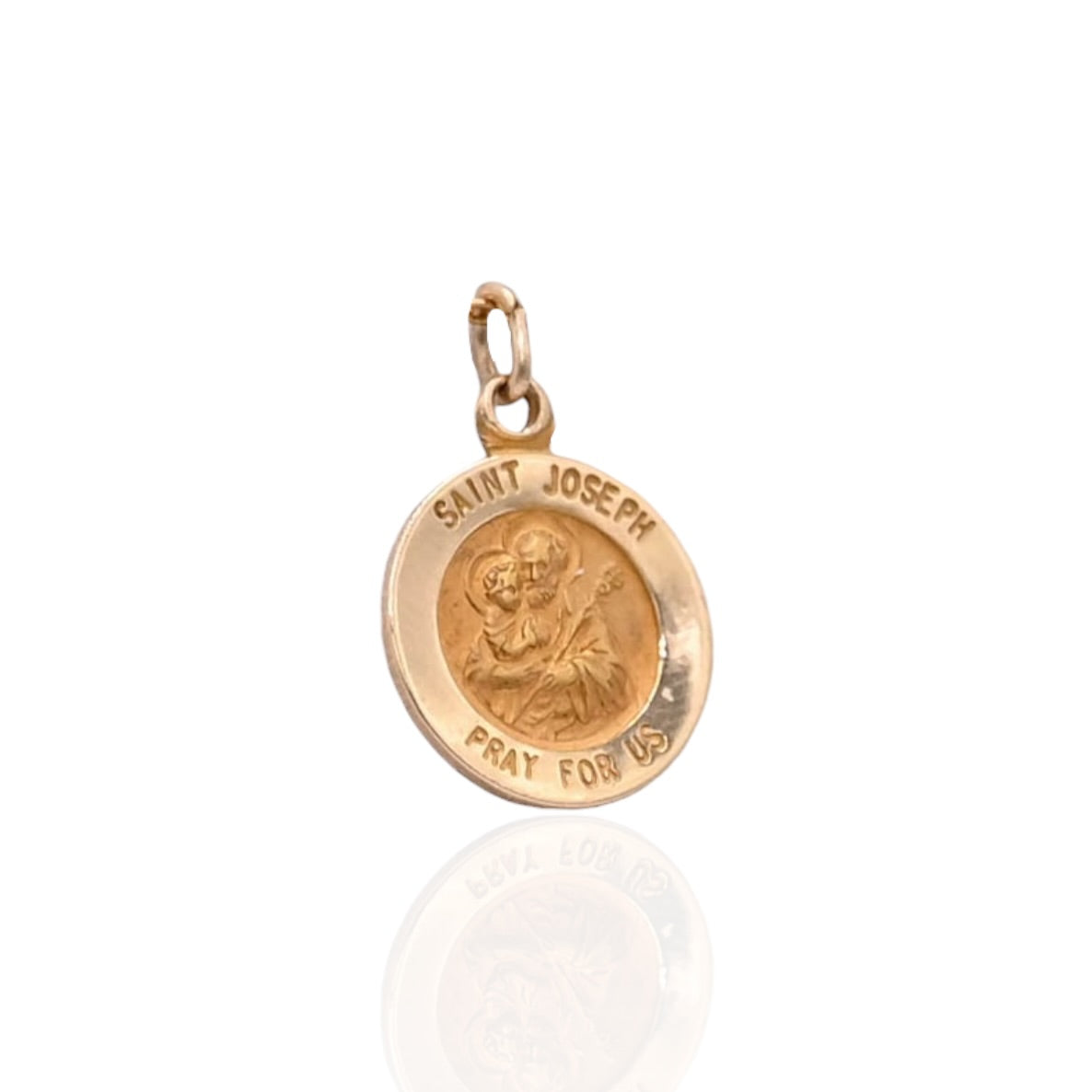 Round Saint Joseph Pendant 14K Yellow Gold