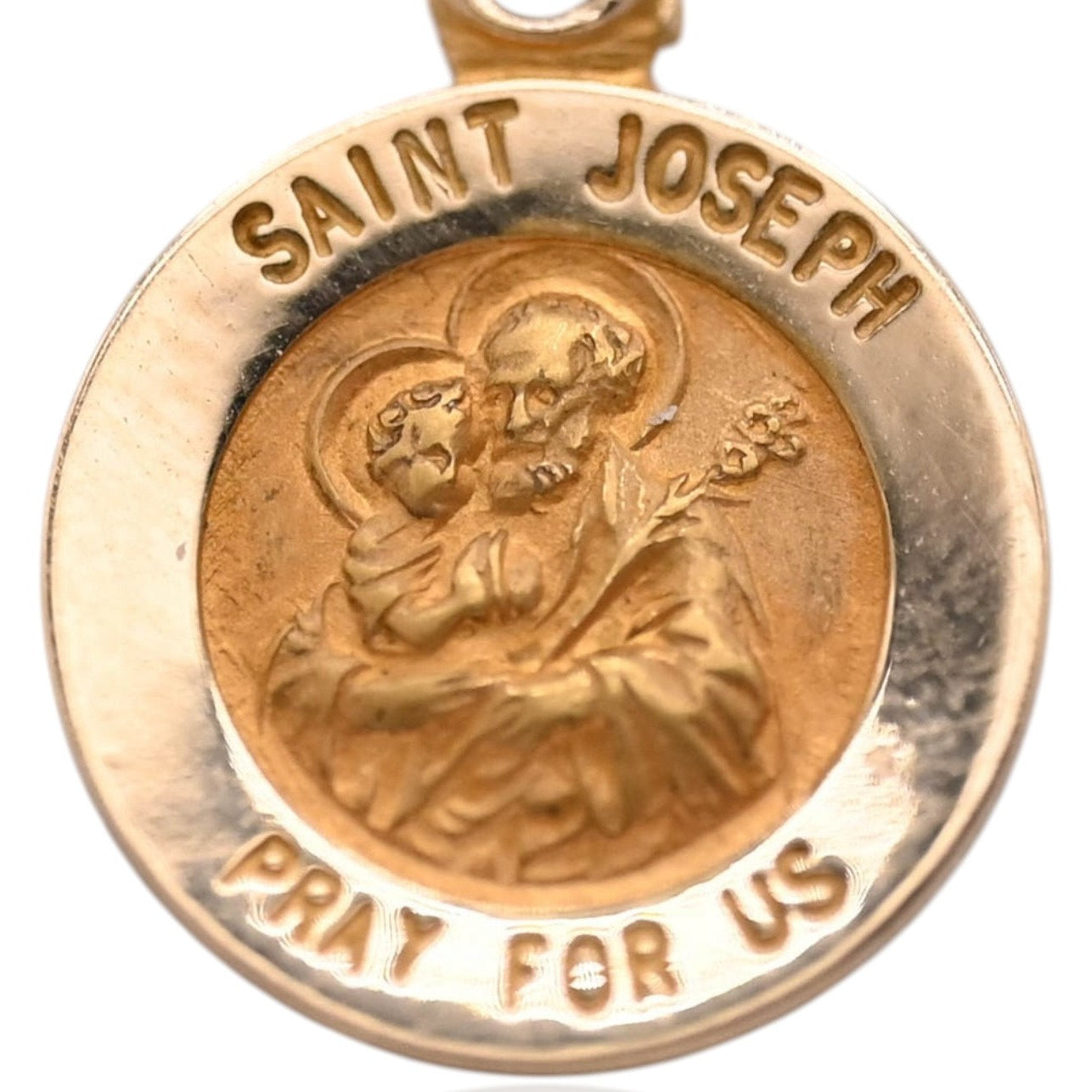 Round Saint Joseph Pendant 14K Yellow Gold