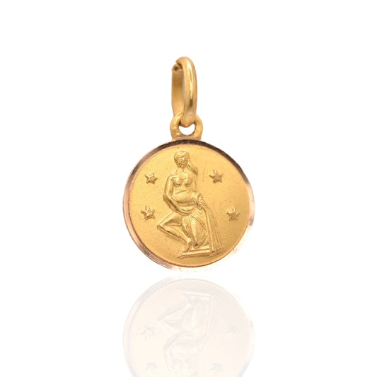 Zodiac Round Pendant 18K Yellow Gold