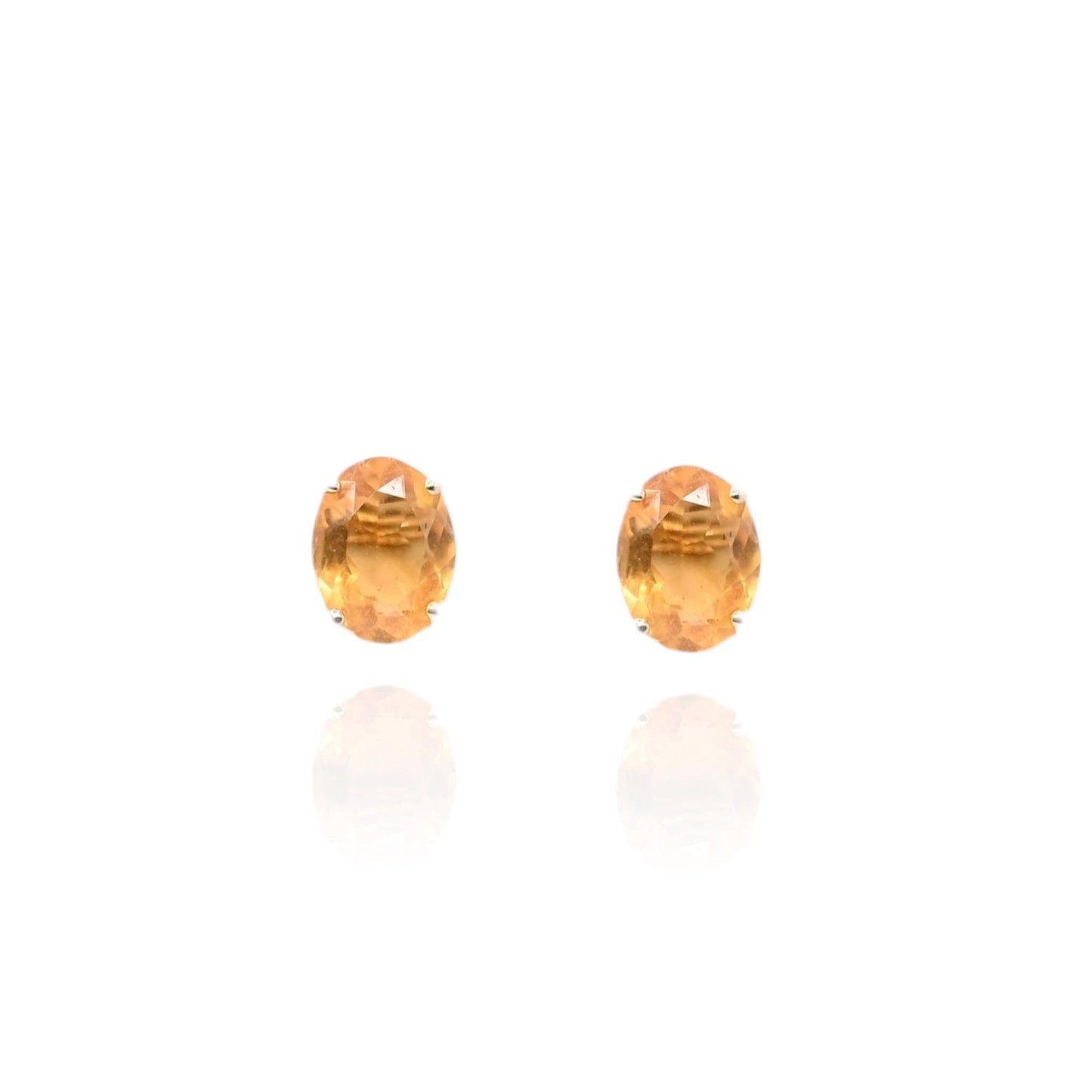 Oval Citrine Basket Set Earrings 14K Yellow Gold with Butterfly Backs