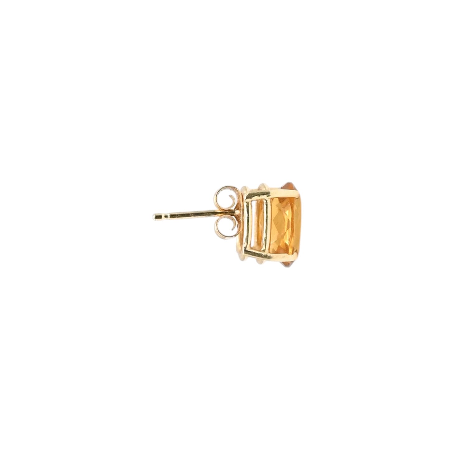 Oval Citrine Basket Set Earrings 14K Yellow Gold with Butterfly Backs