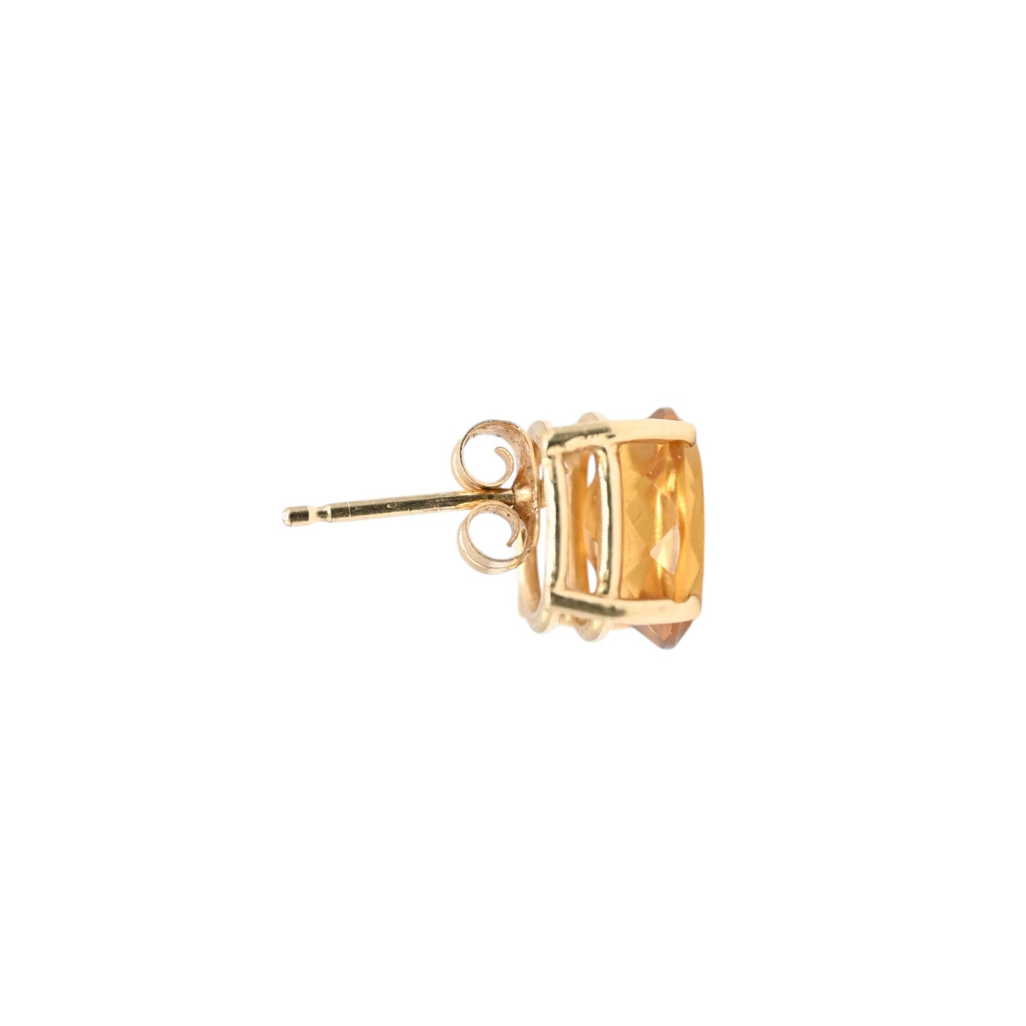 Oval Citrine Basket Set Earrings 14K Yellow Gold with Butterfly Backs