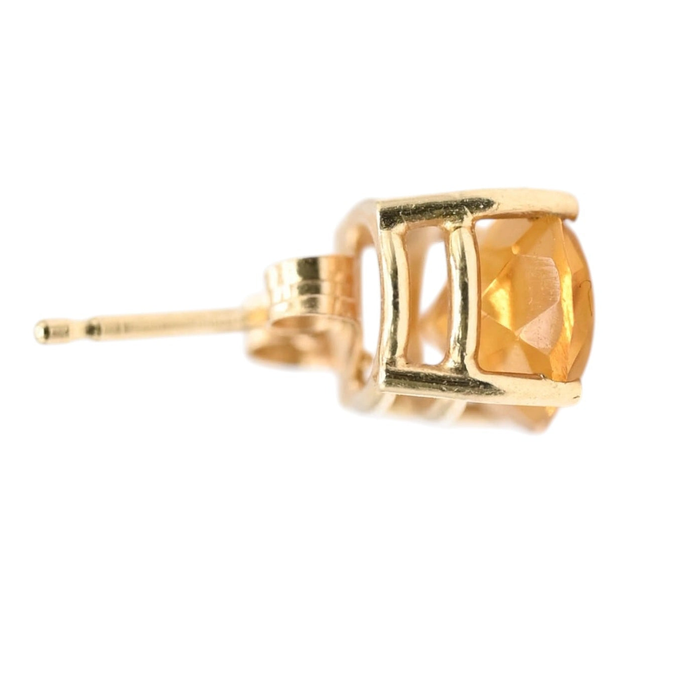 Oval Citrine Basket Set Earrings 14K Yellow Gold with Butterfly Backs