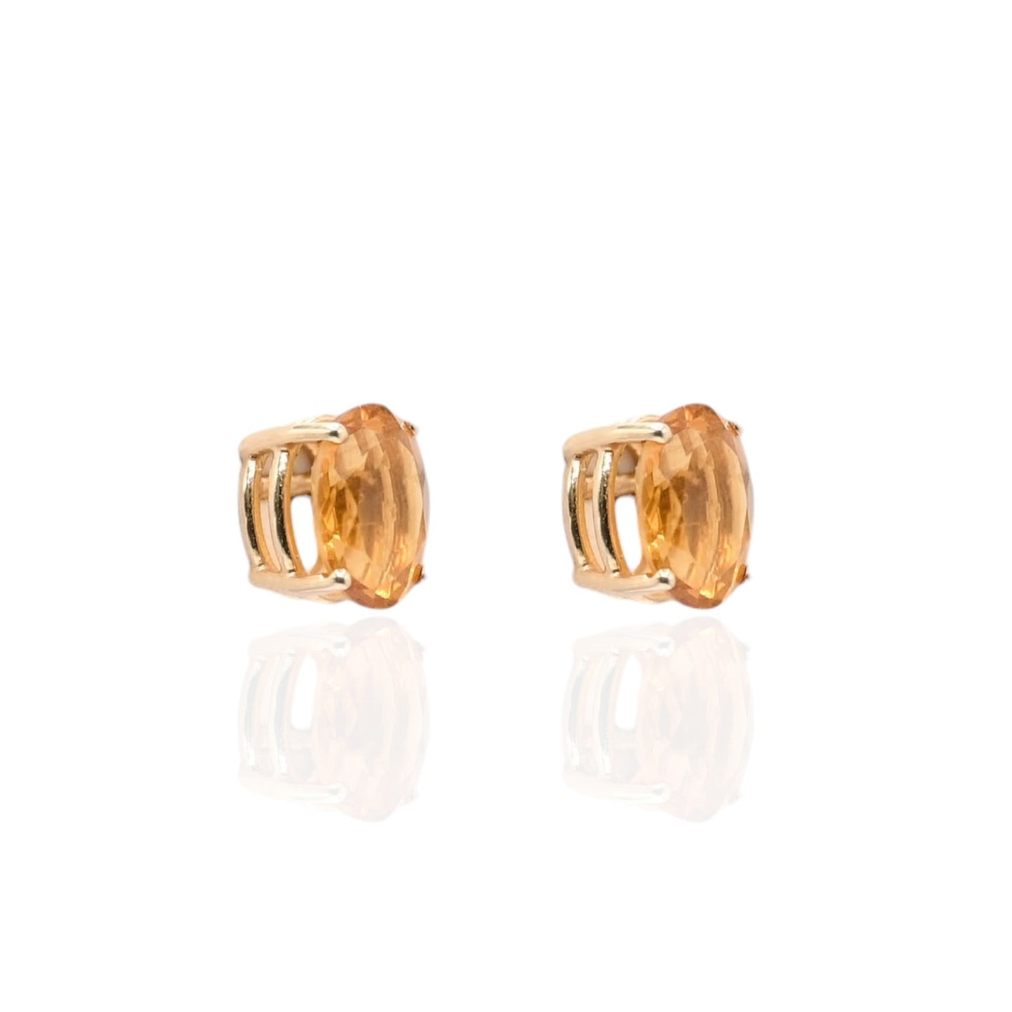 Oval Citrine Basket Set Earrings 14K Yellow Gold with Butterfly Backs