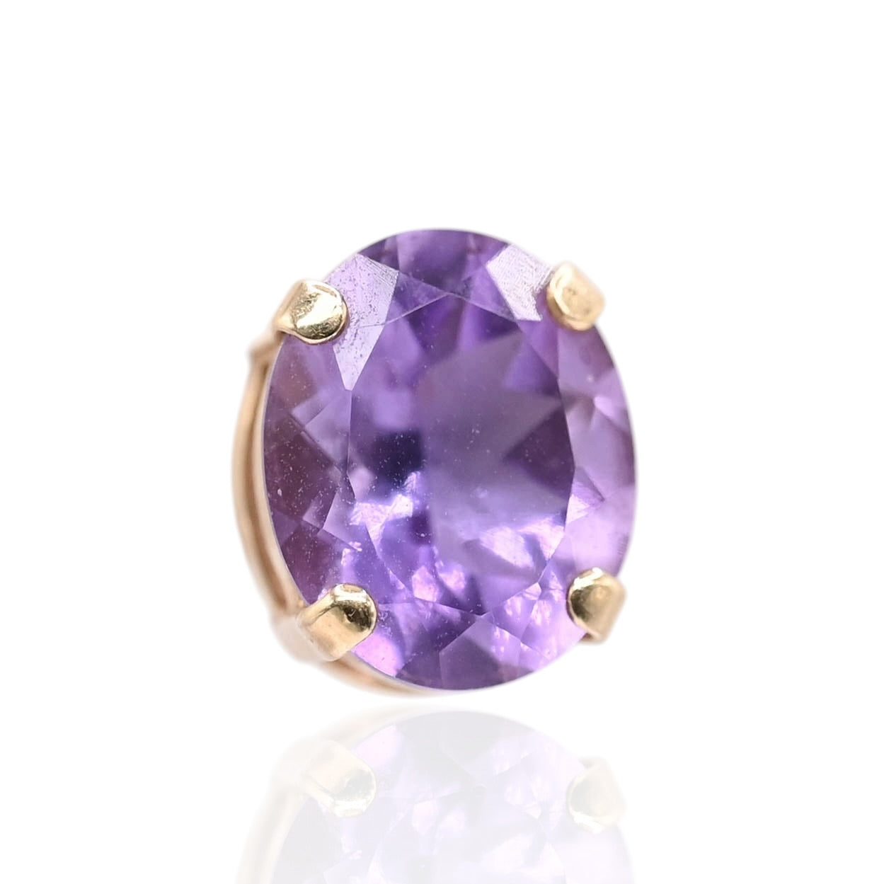 Oval Amethyst Basket Set Earrings 14K Yellow Gold with Butterfly Backs