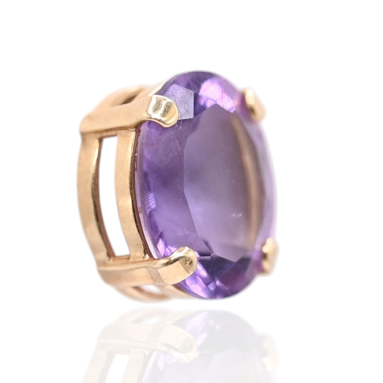 Oval Amethyst Basket Set Earrings 14K Yellow Gold with Butterfly Backs