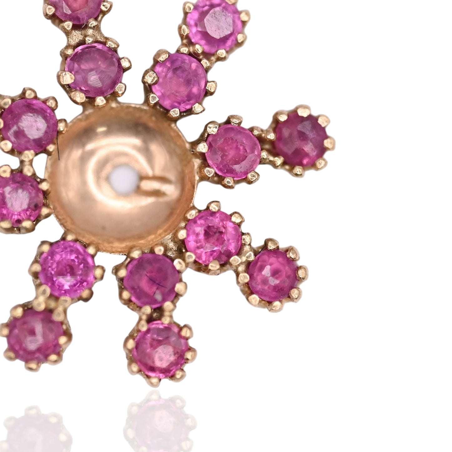 Ruby Flower Earrings with Accent Diamond and Ruby Jacket 14K Yellow Gold with Butterfly Backs