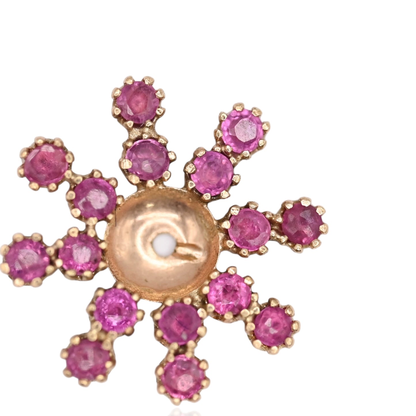 Ruby Flower Earrings with Accent Diamond and Ruby Jacket 14K Yellow Gold with Butterfly Backs