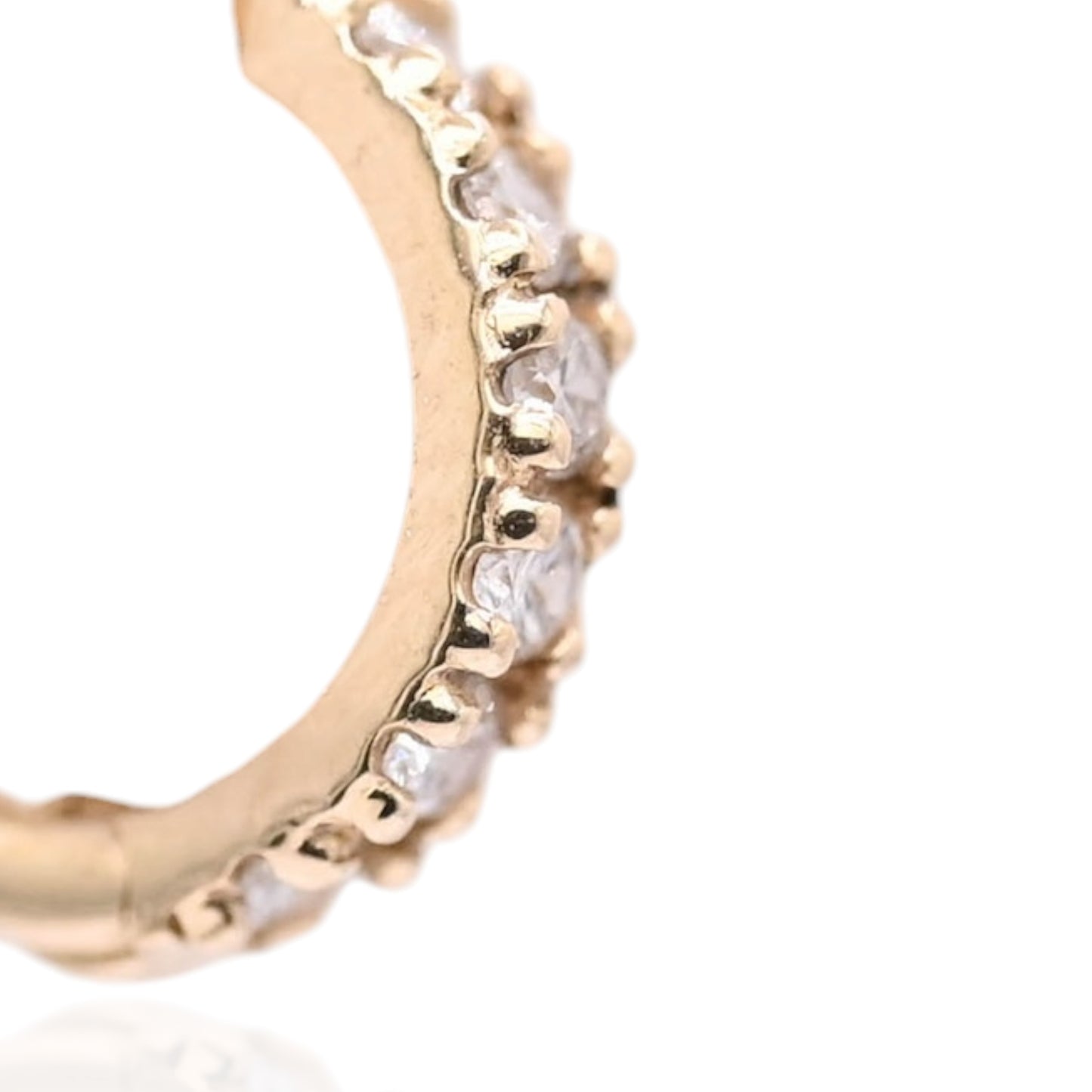 Diamond Hoop Huggie Earrings 14K Yellow Gold 2.09mm Thick/9.17mm Diameter 0.09cttw