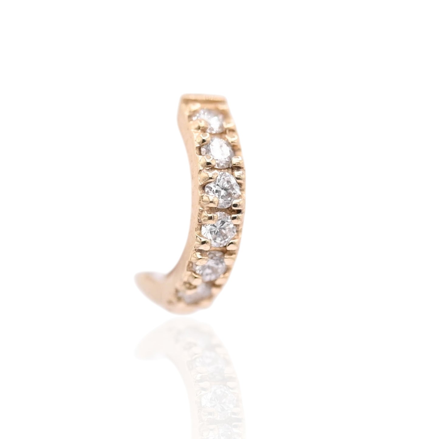 Diamond Hoop Huggie Earrings 14K Yellow Gold 2.09mm Thick/9.17mm Diameter 0.09cttw