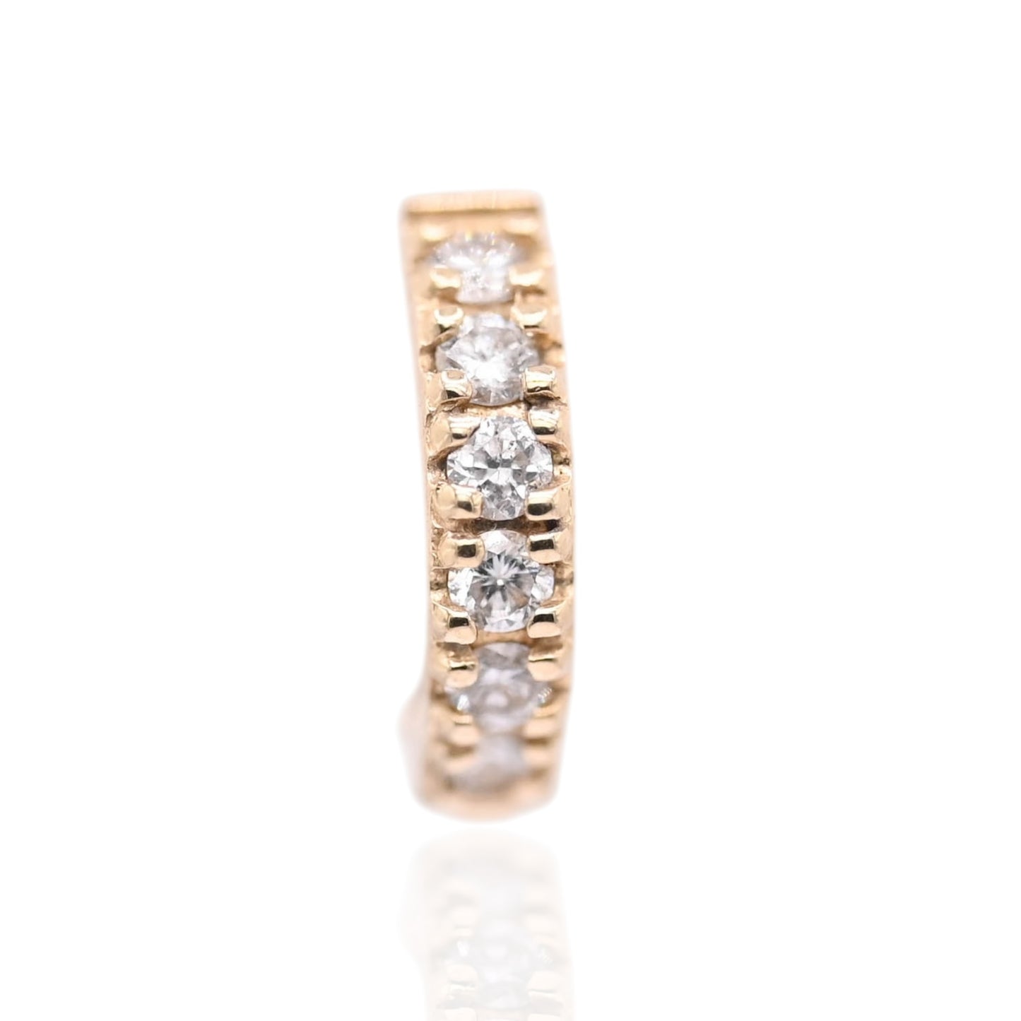 Diamond Hoop Huggie Earrings 14K Yellow Gold 2.09mm Thick/9.17mm Diameter 0.09cttw