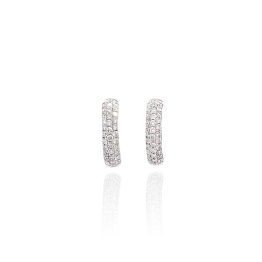 Triple Row Diamond Hoop Earrings 14K White Gold3.88mm Thick/16.13mm Diameter 0.68cttw