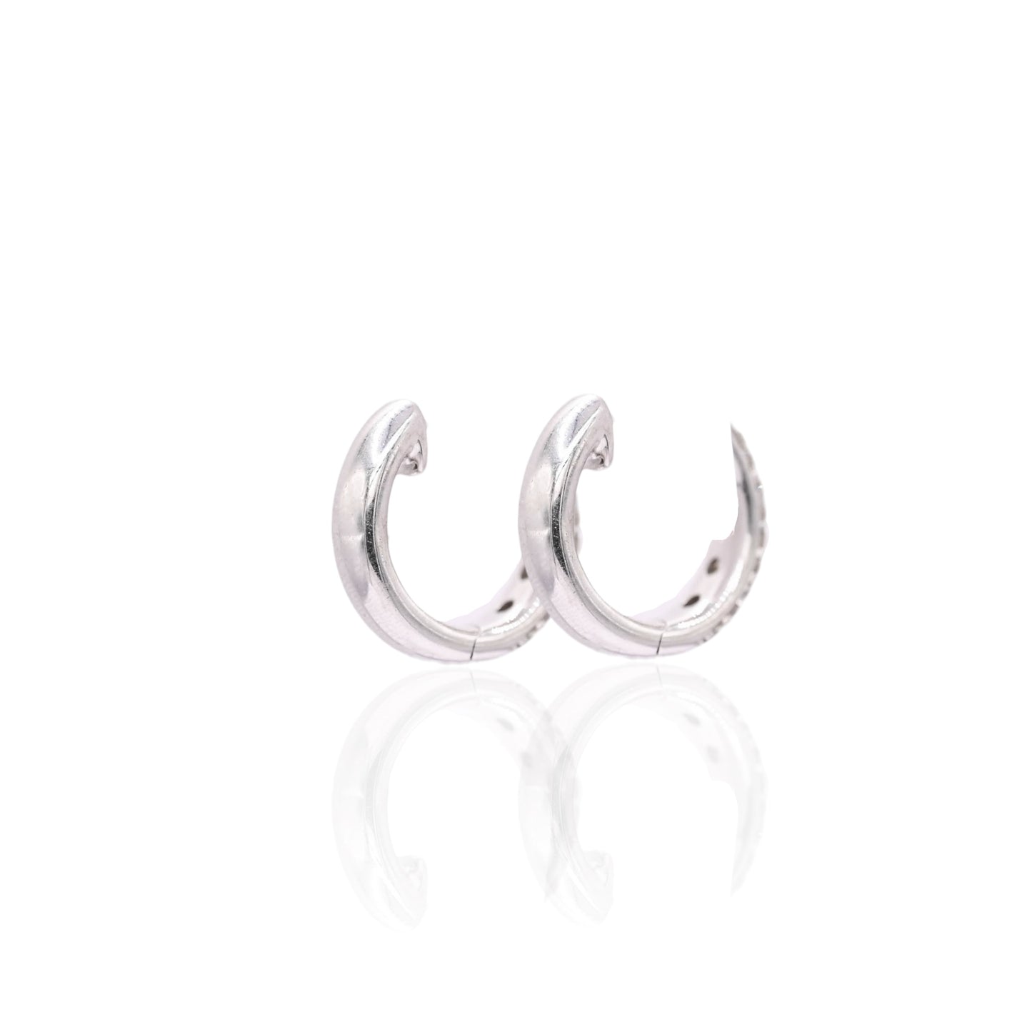 Triple Row Diamond Hoop Earrings 14K White Gold3.88mm Thick/16.13mm Diameter 0.68cttw