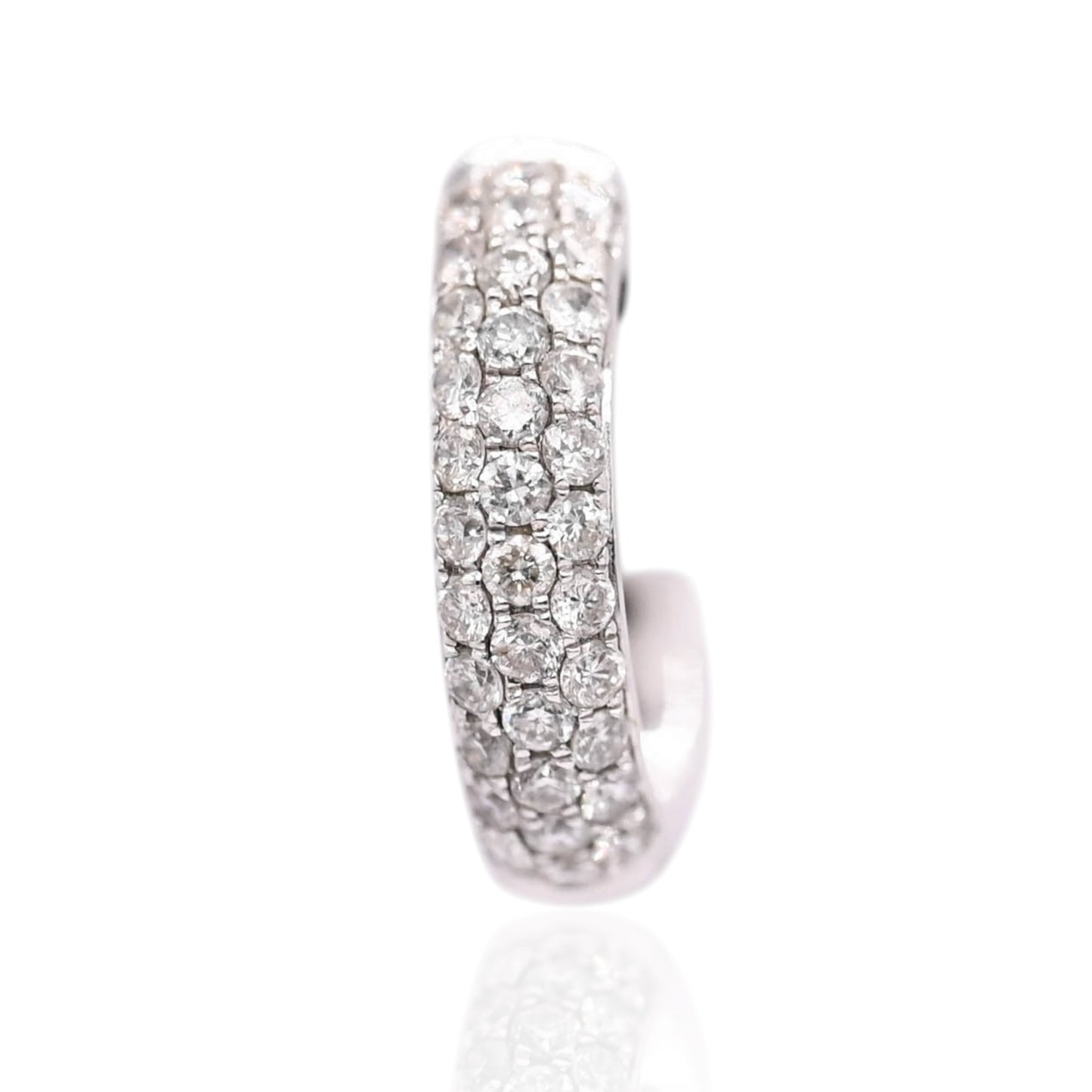 Triple Row Diamond Hoop Earrings 14K White Gold3.88mm Thick/16.13mm Diameter 0.68cttw