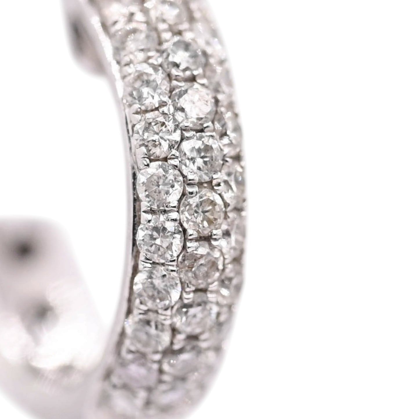 Triple Row Diamond Hoop Earrings 14K White Gold3.88mm Thick/16.13mm Diameter 0.68cttw