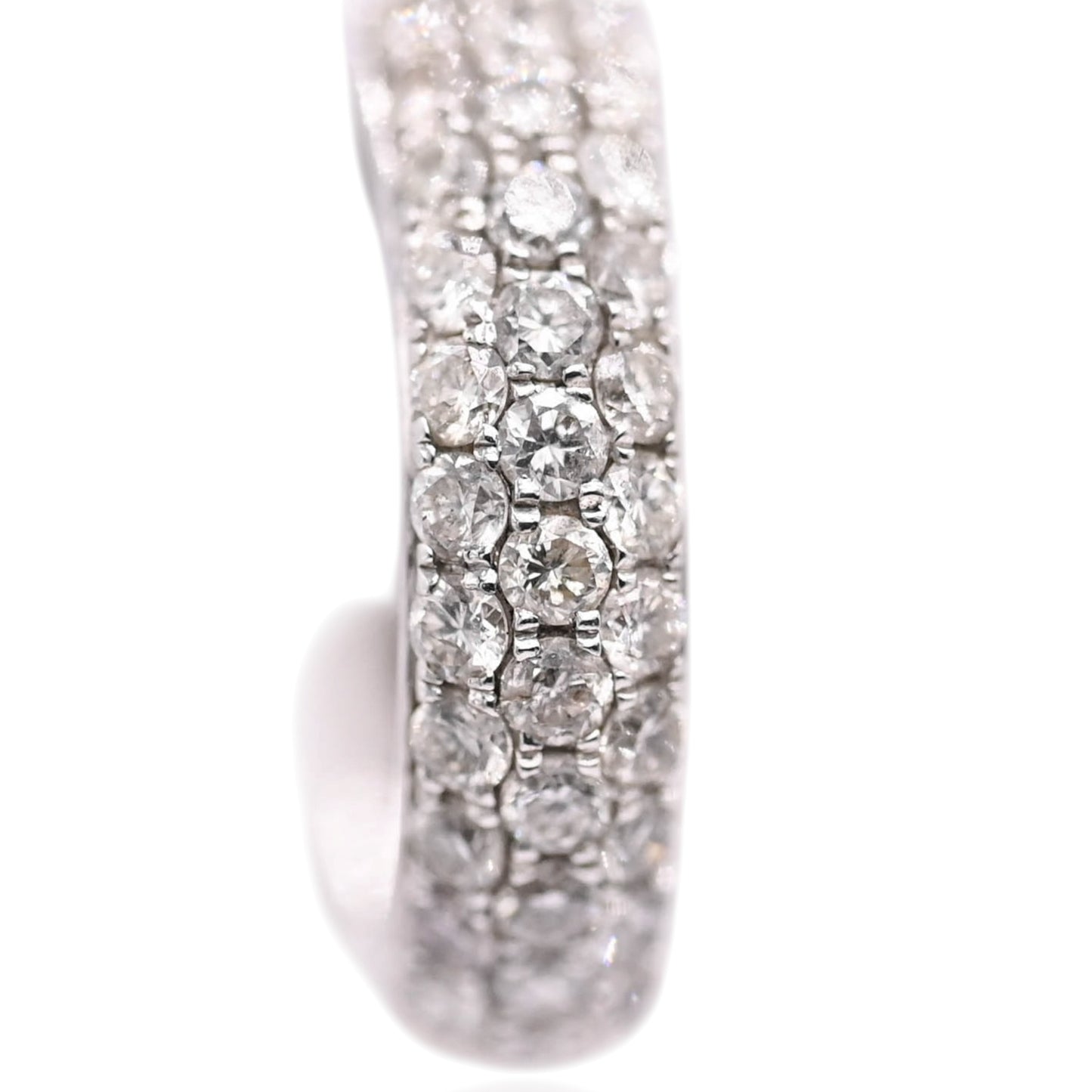 Triple Row Diamond Hoop Earrings 14K White Gold3.88mm Thick/16.13mm Diameter 0.68cttw