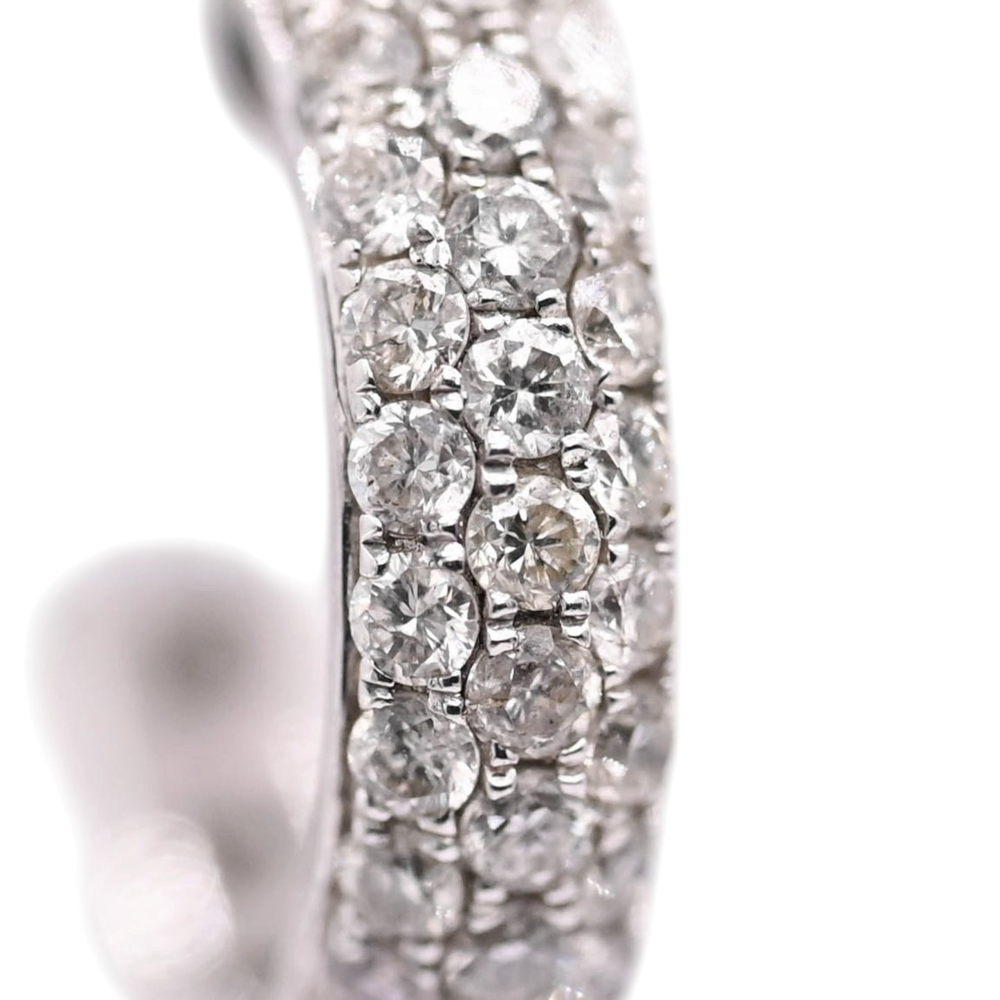 Triple Row Diamond Hoop Earrings 14K White Gold3.88mm Thick/16.13mm Diameter 0.68cttw