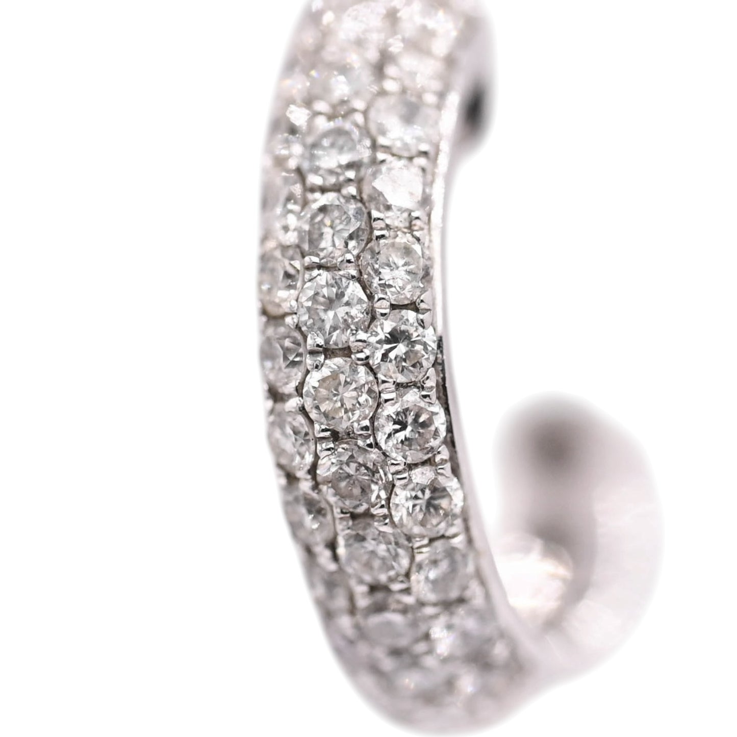 Triple Row Diamond Hoop Earrings 14K White Gold3.88mm Thick/16.13mm Diameter 0.68cttw