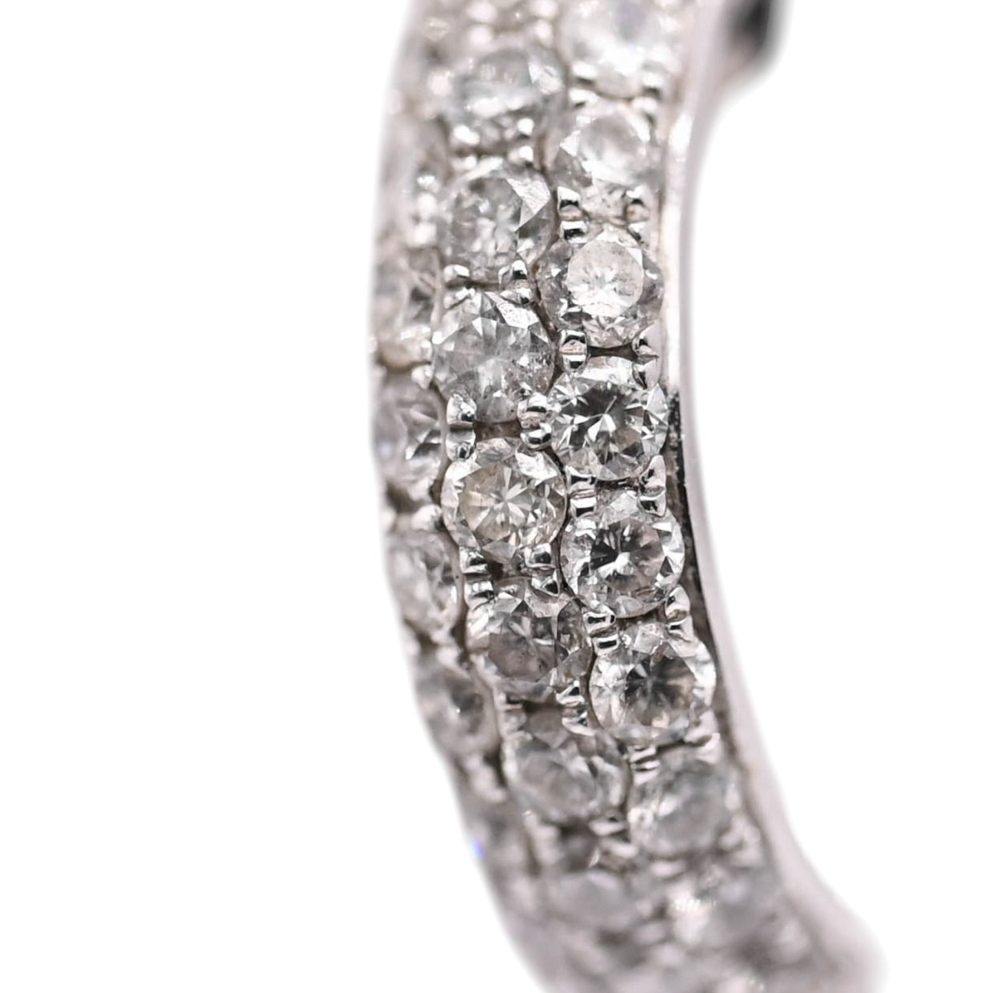 Triple Row Diamond Hoop Earrings 14K White Gold3.88mm Thick/16.13mm Diameter 0.68cttw