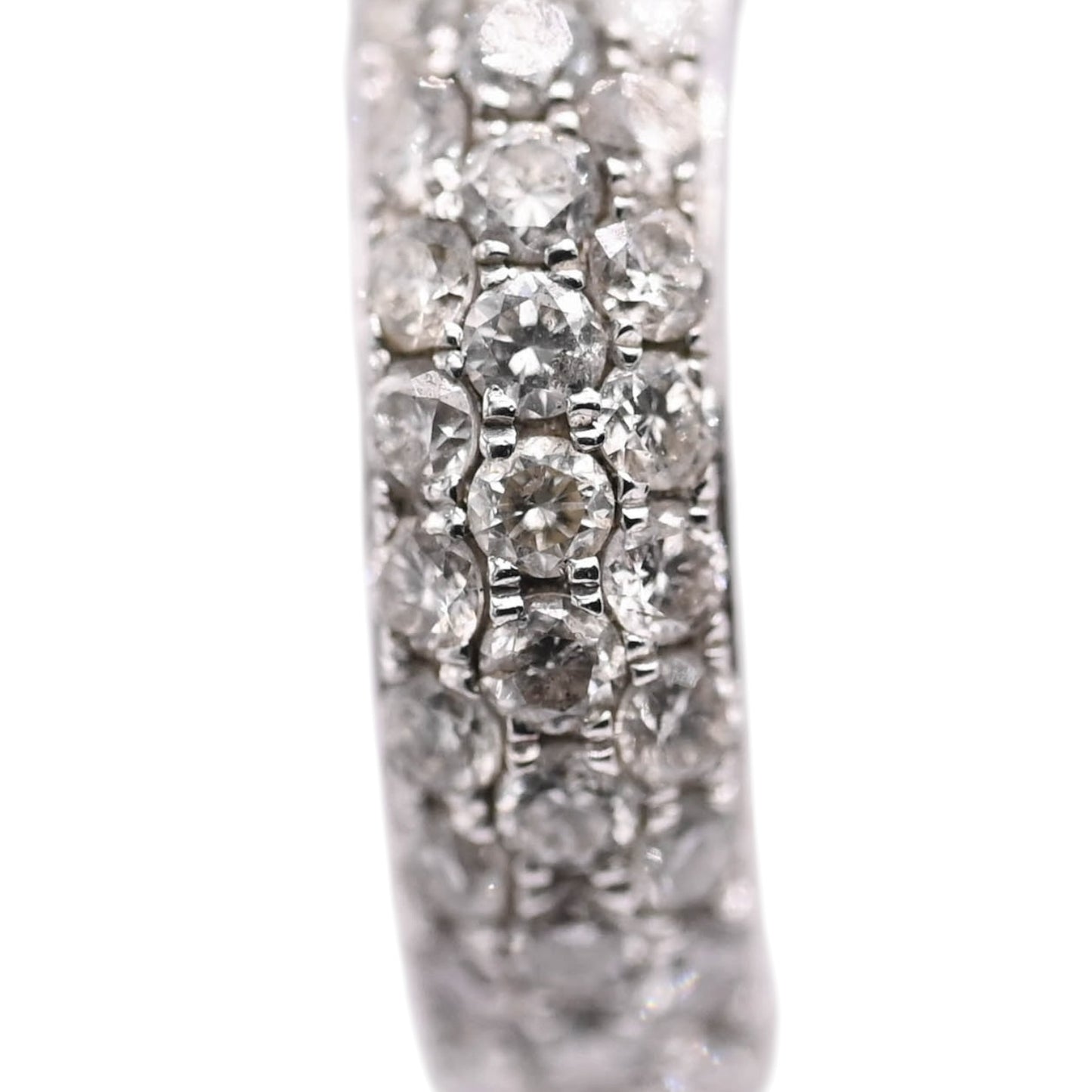 Triple Row Diamond Hoop Earrings 14K White Gold3.88mm Thick/16.13mm Diameter 0.68cttw