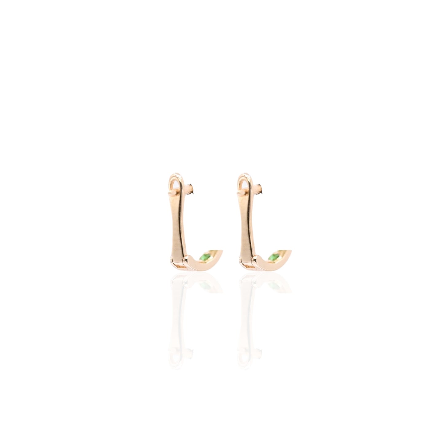 Emerald Channel Set U-Shaped Hoop Earrings 14K Yellow Gold 2.20mm Thick/7.86mm Diameter