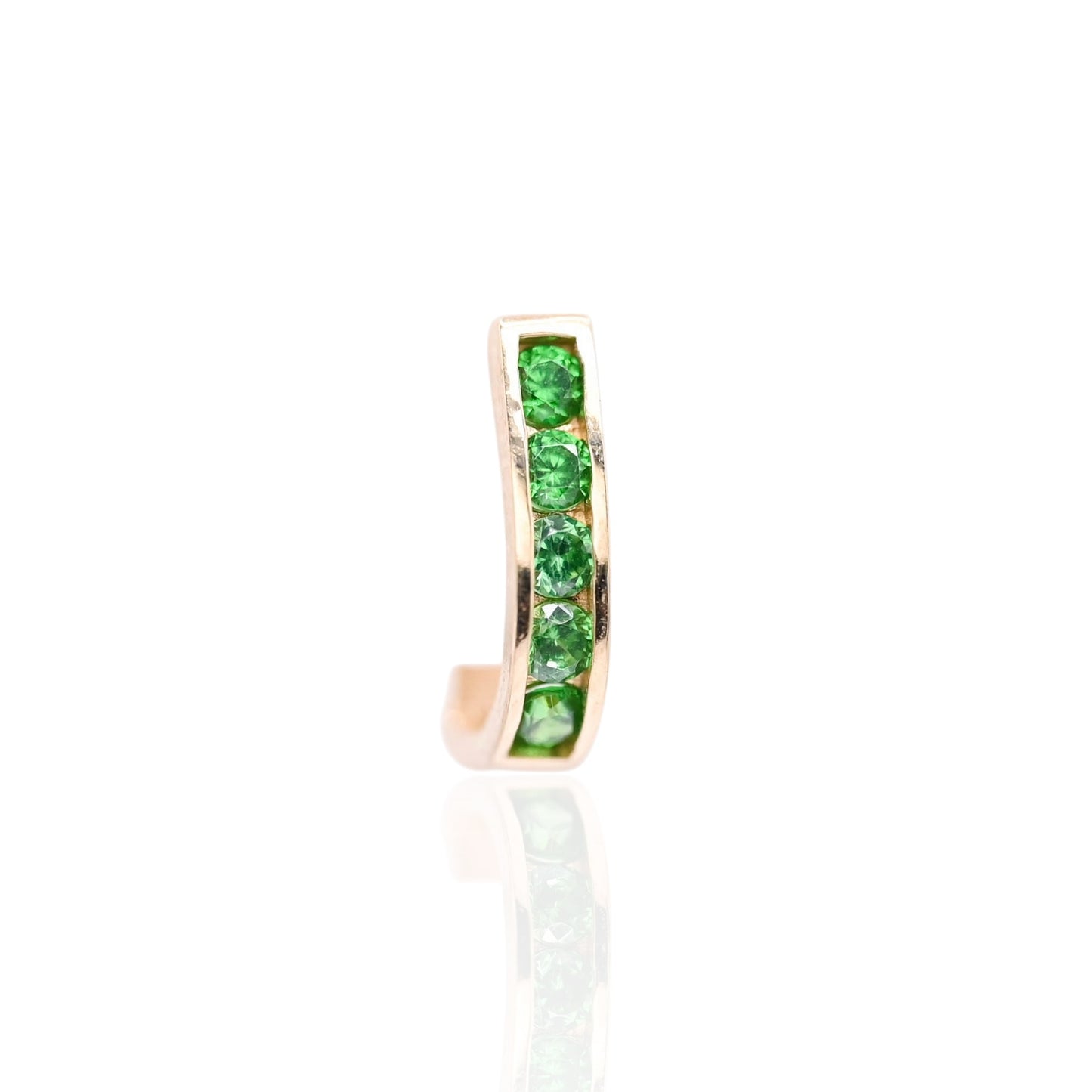 Emerald Channel Set U-Shaped Hoop Earrings 14K Yellow Gold 2.20mm Thick/7.86mm Diameter