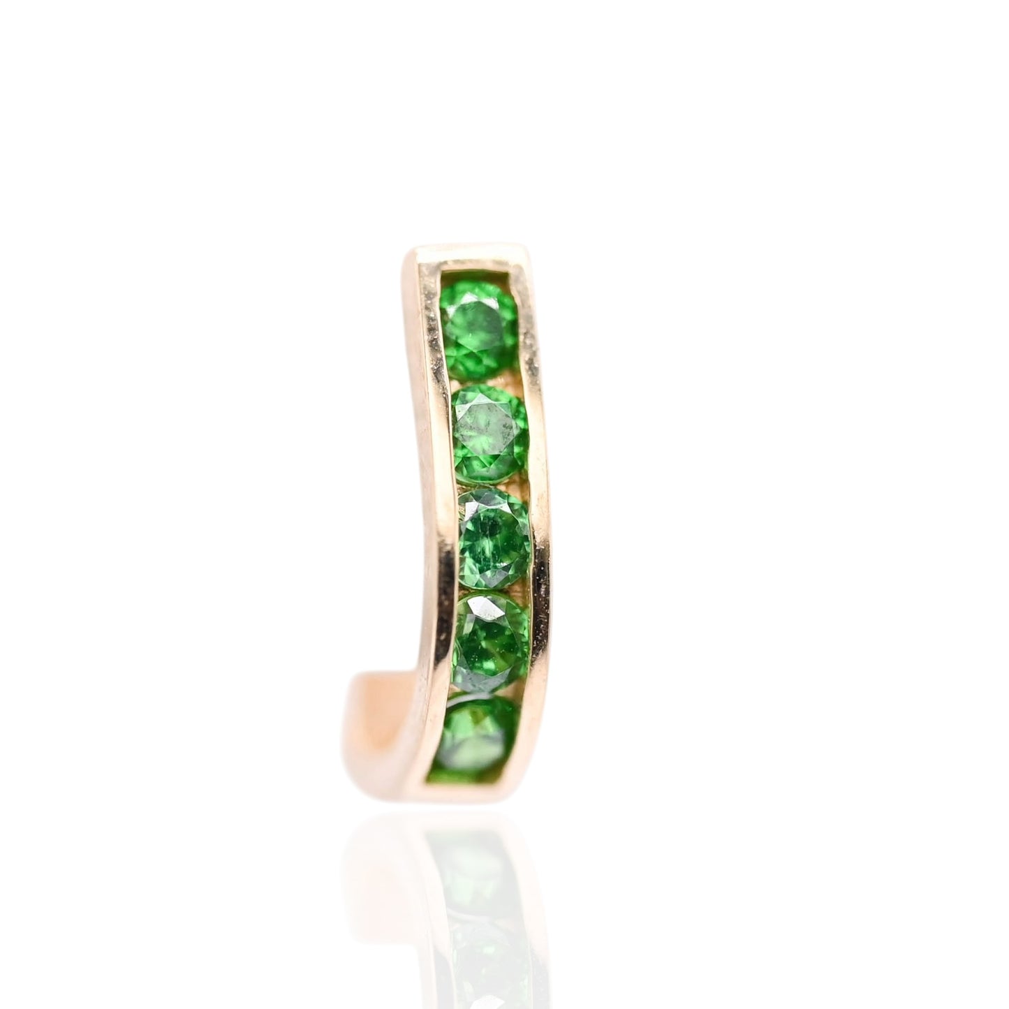 Emerald Channel Set U-Shaped Hoop Earrings 14K Yellow Gold 2.20mm Thick/7.86mm Diameter