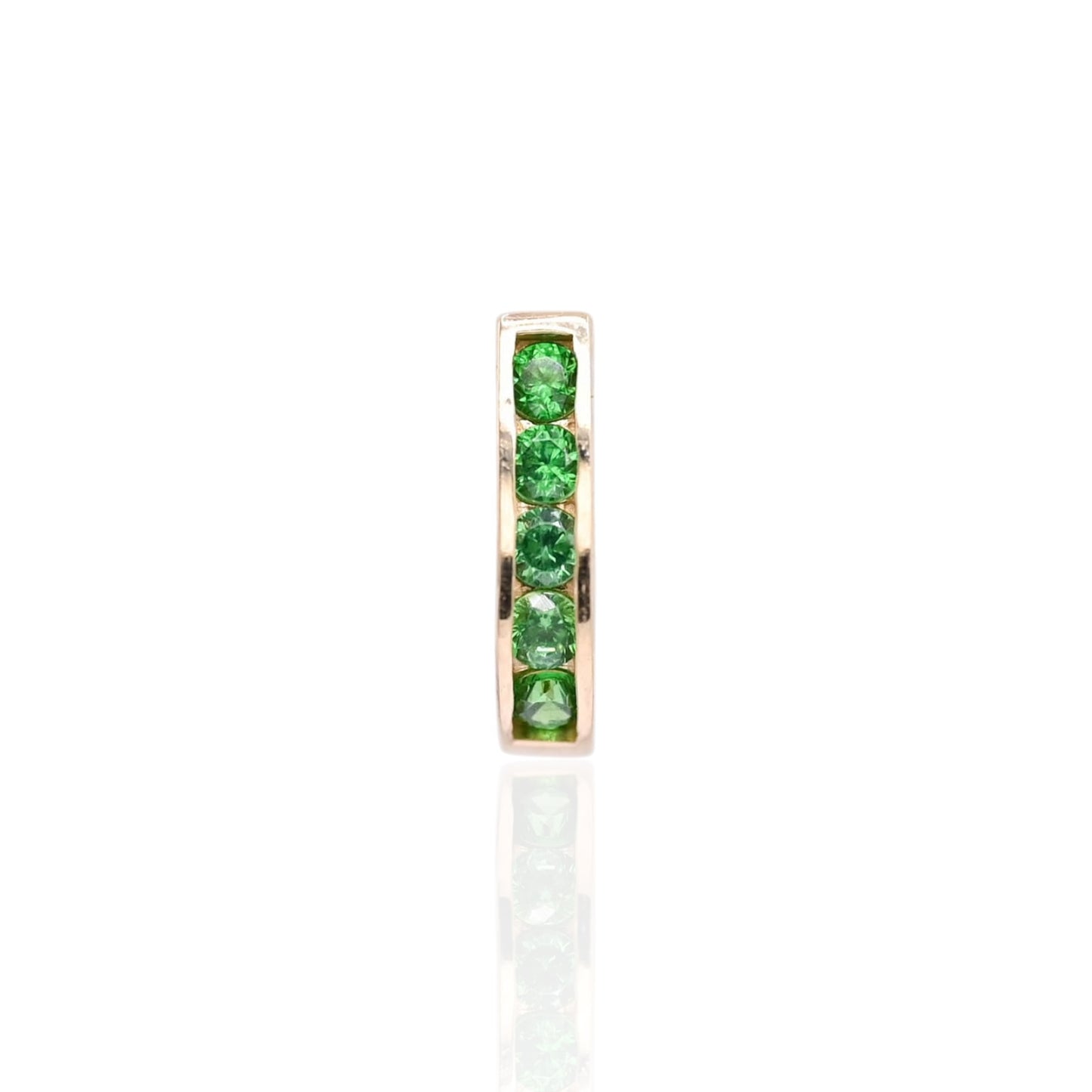 Emerald Channel Set U-Shaped Hoop Earrings 14K Yellow Gold 2.20mm Thick/7.86mm Diameter