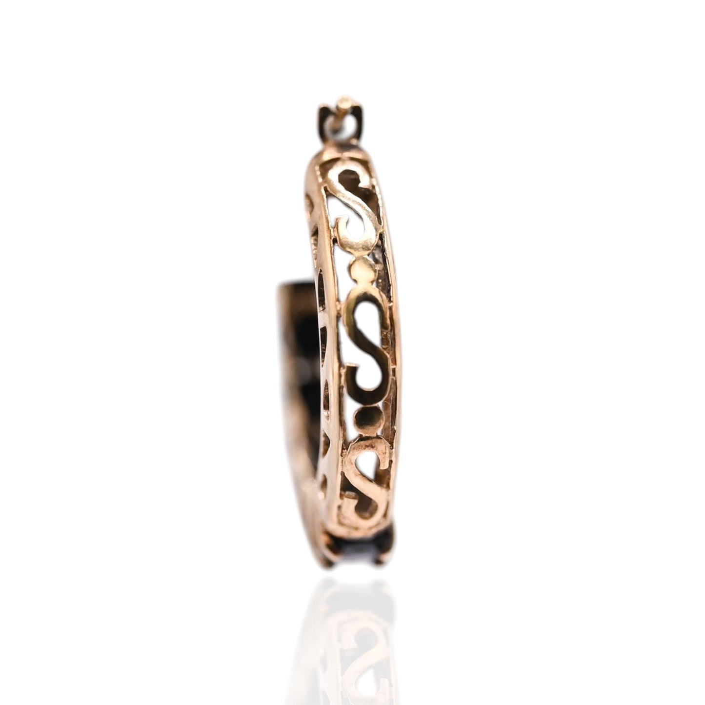 Black Cubic Zirconia Hoop Earrings 14K Yellow Gold 3.29mm Thick/18.06mm Diameter