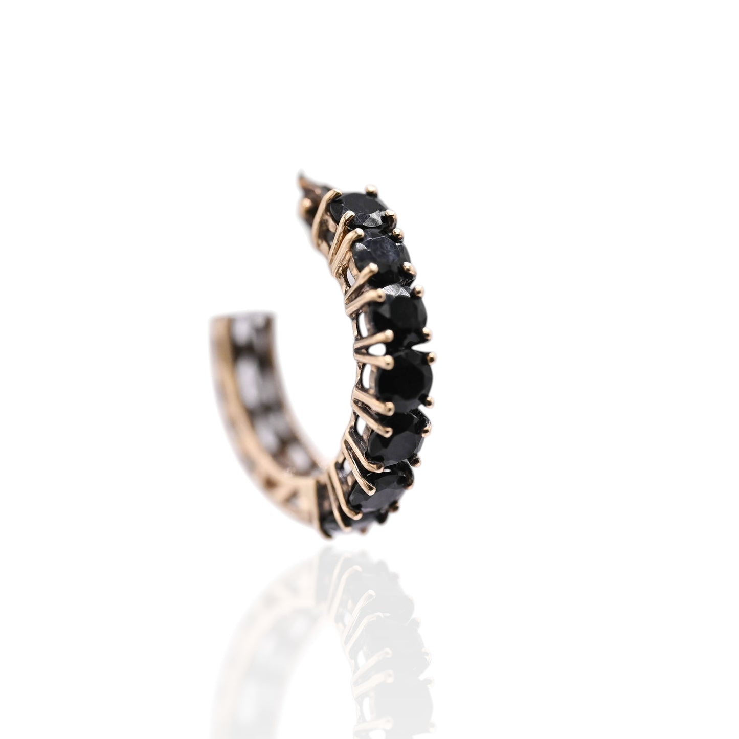 Black Cubic Zirconia Hoop Earrings 14K Yellow Gold 3.29mm Thick/18.06mm Diameter