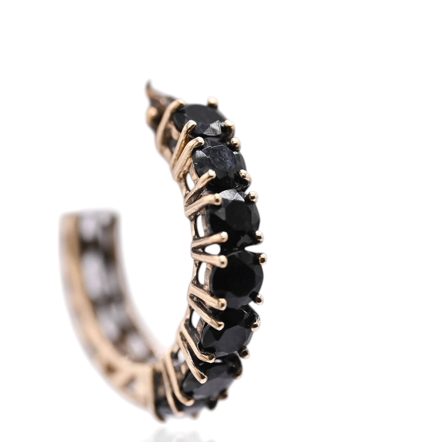 Black Cubic Zirconia Hoop Earrings 14K Yellow Gold 3.29mm Thick/18.06mm Diameter