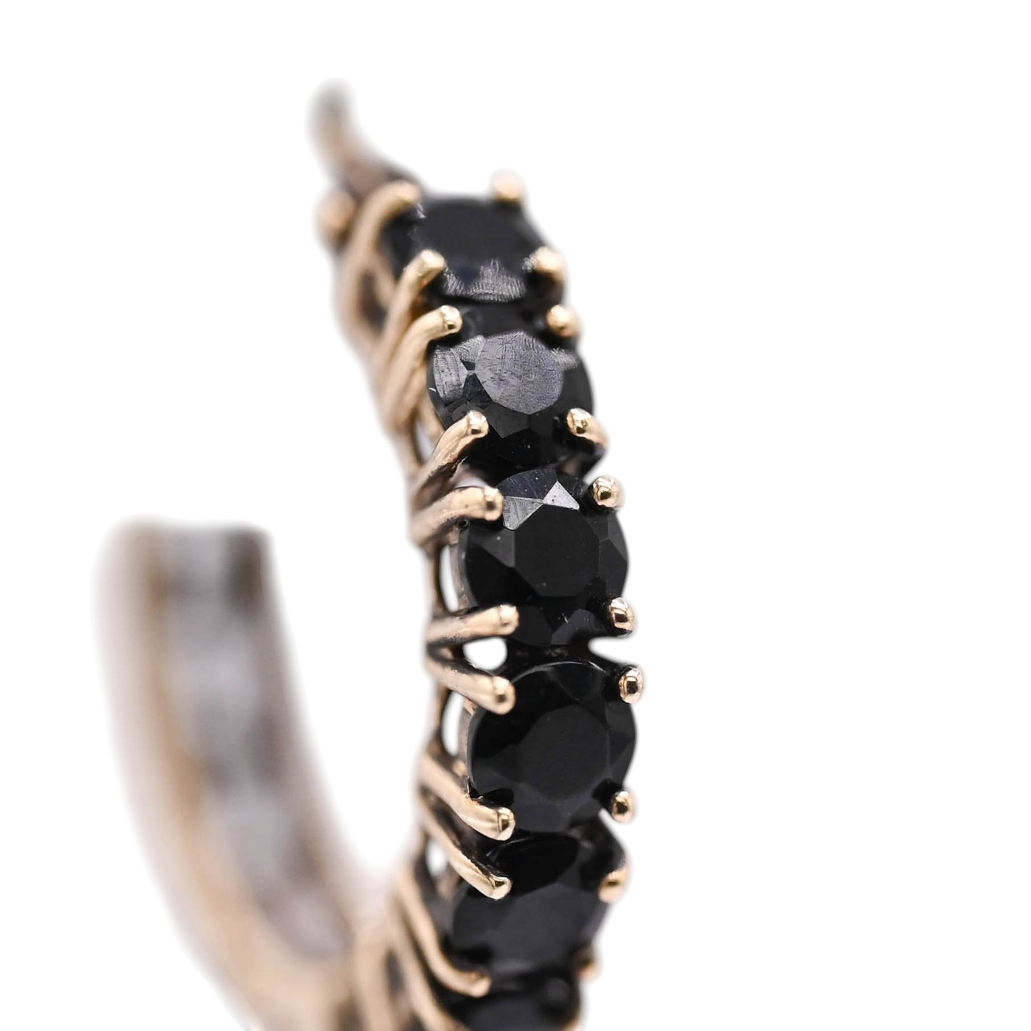 Black Cubic Zirconia Hoop Earrings 14K Yellow Gold 3.29mm Thick/18.06mm Diameter