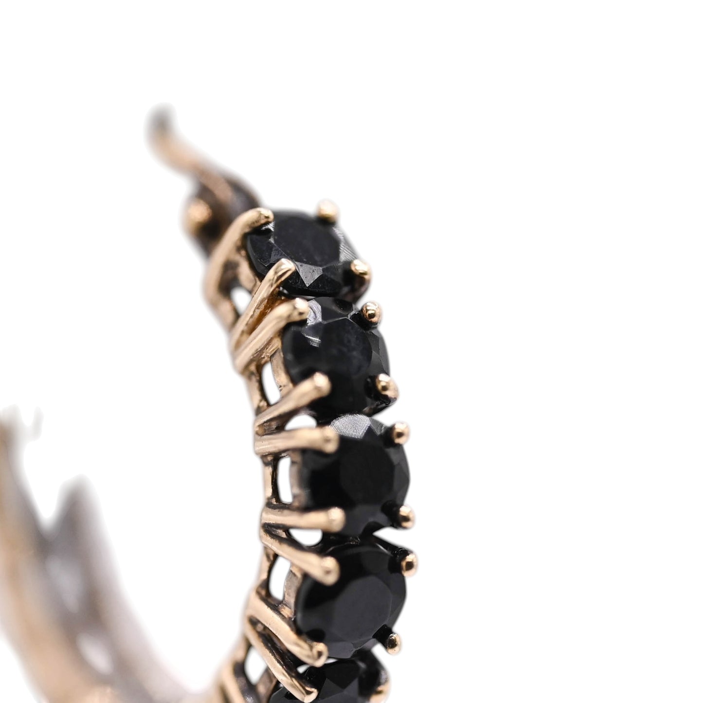 Black Cubic Zirconia Hoop Earrings 14K Yellow Gold 3.29mm Thick/18.06mm Diameter